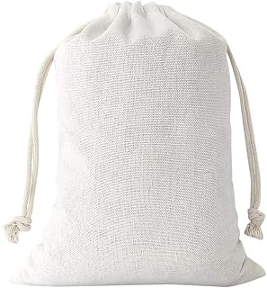 SumDirect 20 Pack White Cotton Muslin Drawstring Bags 6x8 Inch - Reusable Breathable Pouches for Wedding Gifts, Party Favors & Jewelry Storage