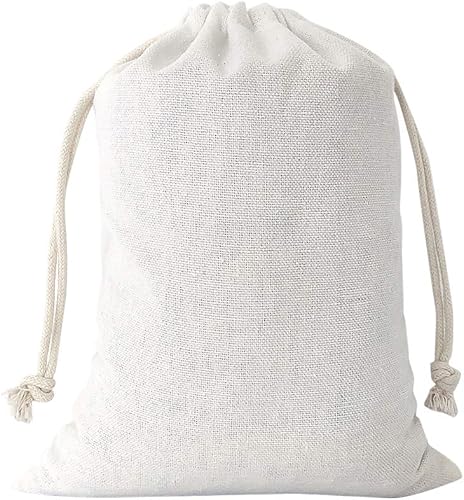 SumDirect 20 bolsas de muselina de algodón, pequeñas bolsas de regalo ligeras blancas, bolsas transpirables con cordón, bolsas de almacenamiento