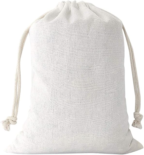 SumDirect 20Pcs Cotton Muslin Bags,White Mini lightweight Gift Bags Breathable Pouches with Drawstring Reusable Packing Storage Bags for Wedding, Party, Birthday (15x20cm)
