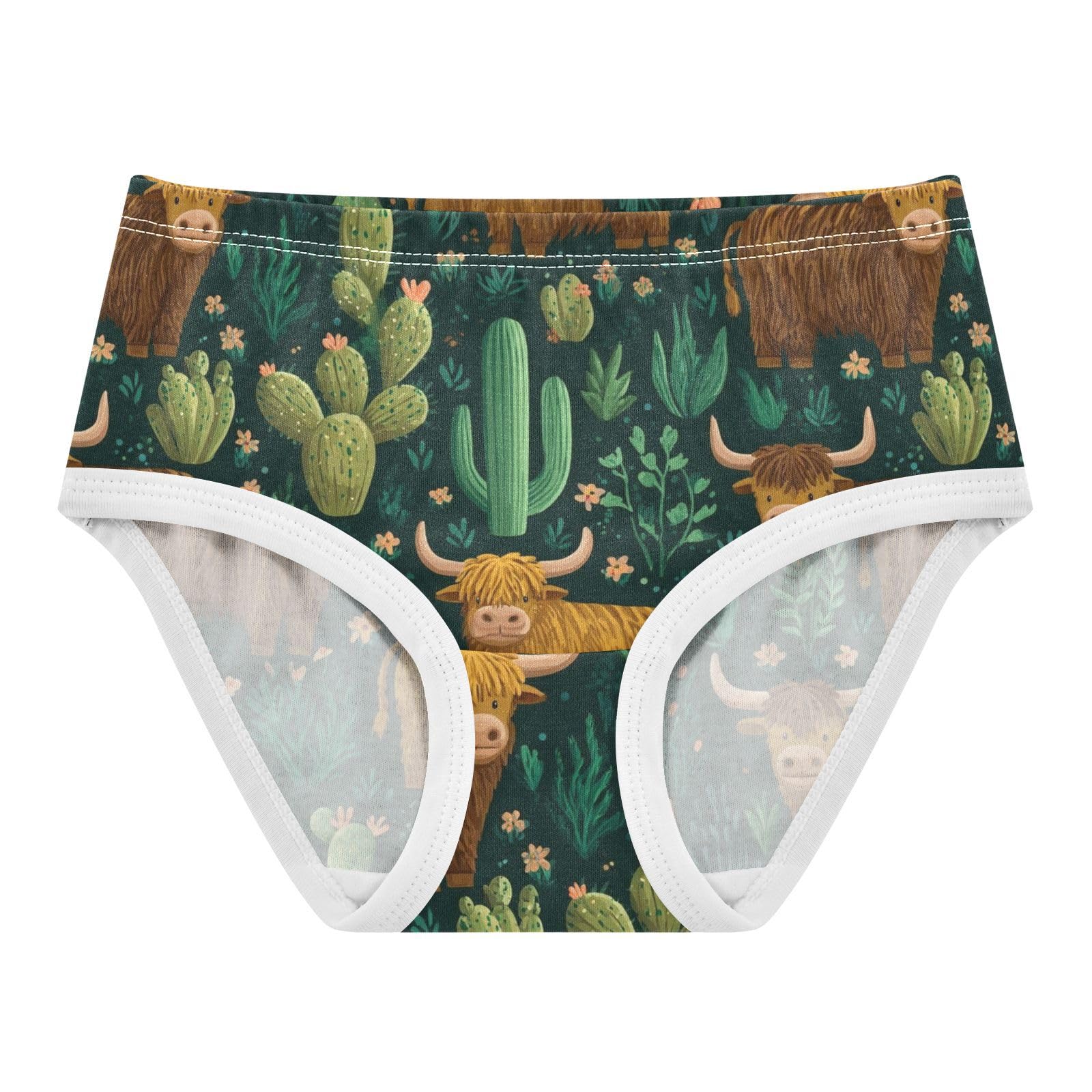 Wusikd Highland Cattle Cactus Girls Underwear Cotton Girls Briefs Soft Toddler Underwear 2T