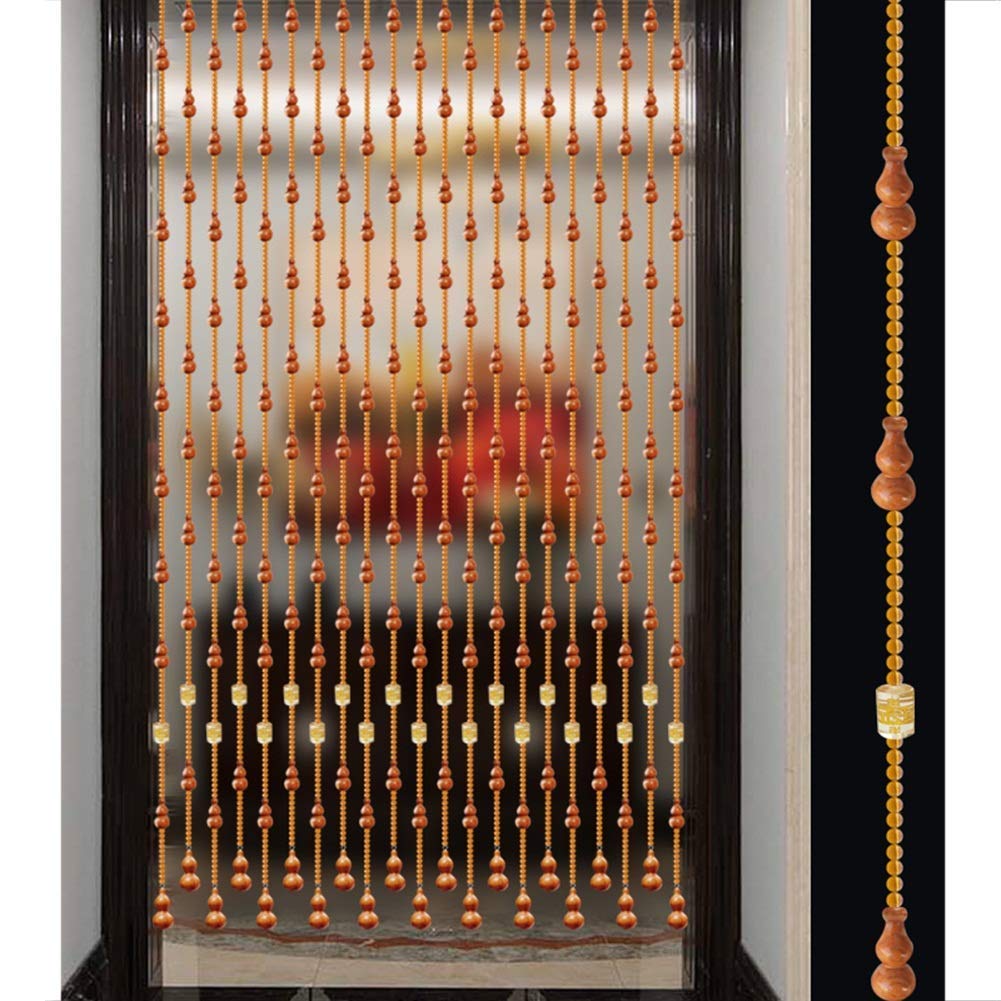 HAPPLiGNLY 21 Strands Beaded Door Curtains for Doorways Wood Bead String Curtain for Room Dividers Home Retro Decoration Aisle Hanging Partition, Width 60cm (Size : 0.6x1.98m)