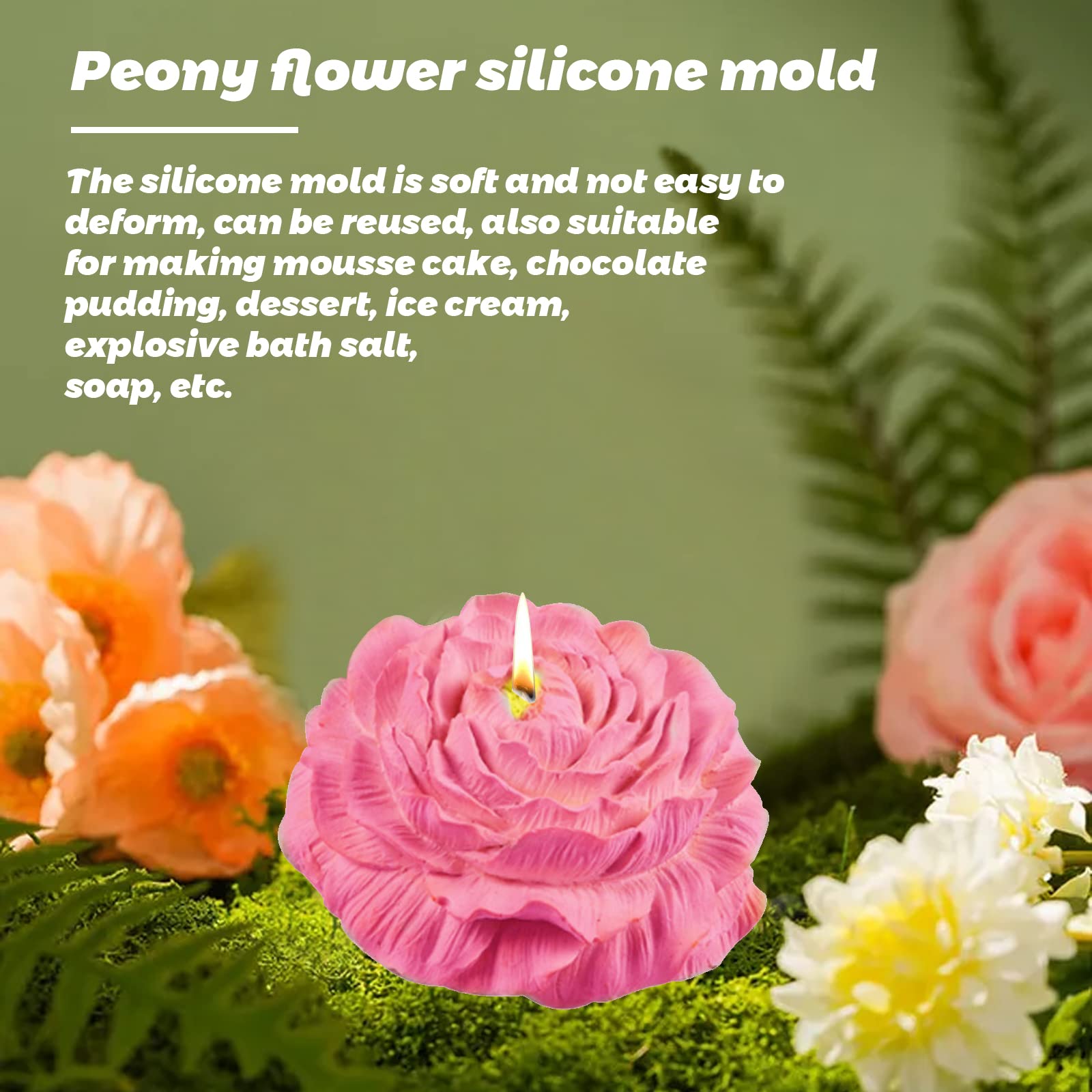 3-teilige Silikonformen Blumen - Für Kerzen, Seifen & DIY-Kunst