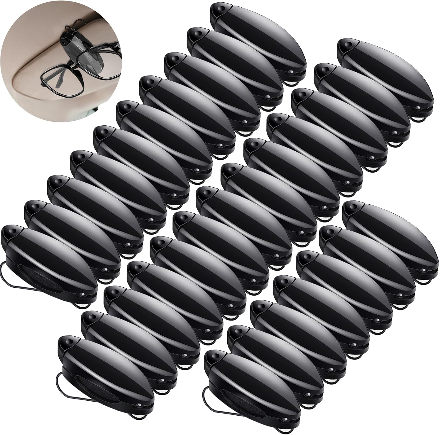 Frienda 30 Pieces Car Sunglasses Holder for Sun Visor Car Clip Bulk, Accessories Interior Eyeglasses Mount Ticket Card Clip Glasses Holder Auto Clip Holder(Black)