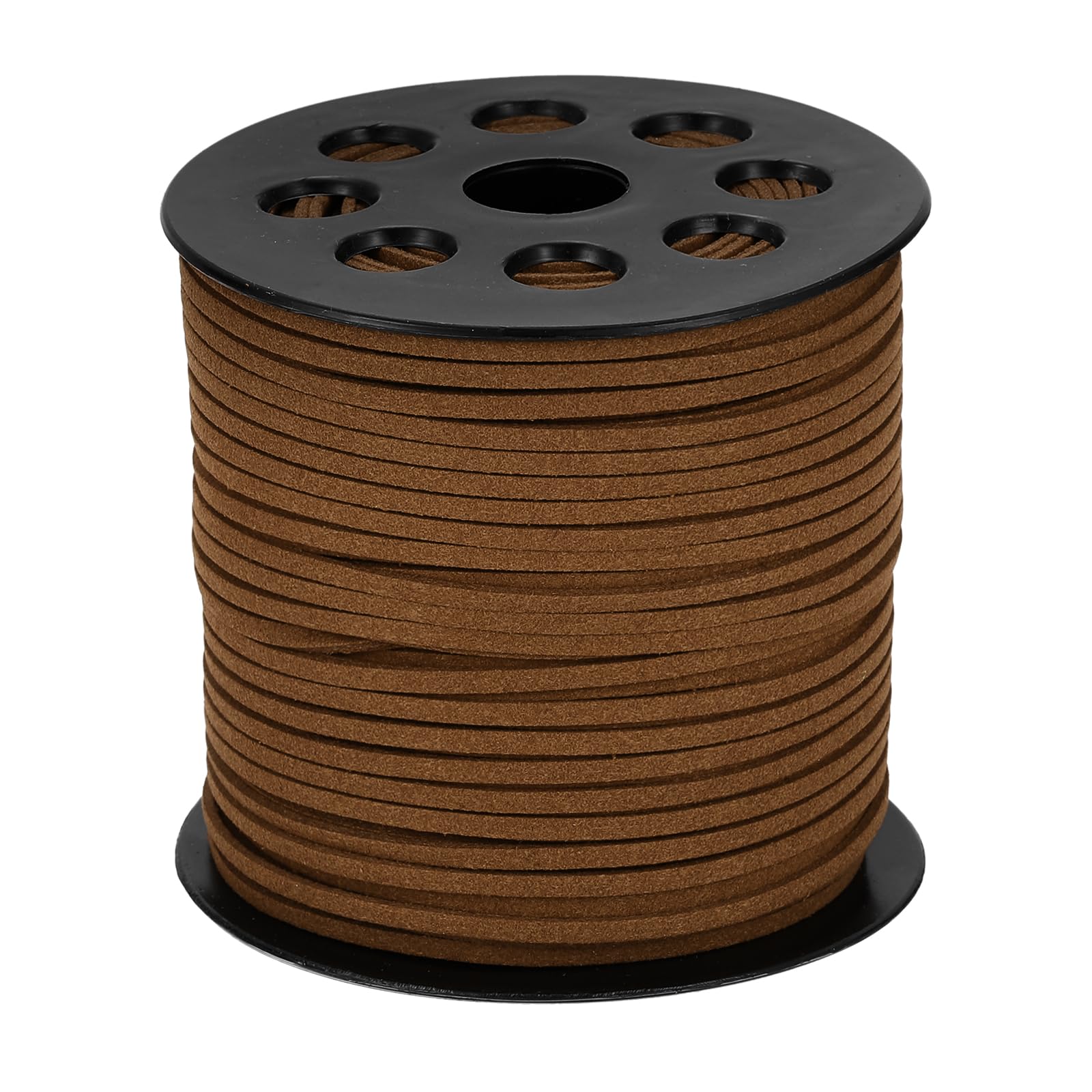 sourcing map 98 Yards x 0.1"(2.6mm) Faux Leather Cord, Flat Suede Cord Leather Strip Braiding String Lace for Jewelry Making Bracelet Necklace Beading Making DIY Crafts, Light Coffee