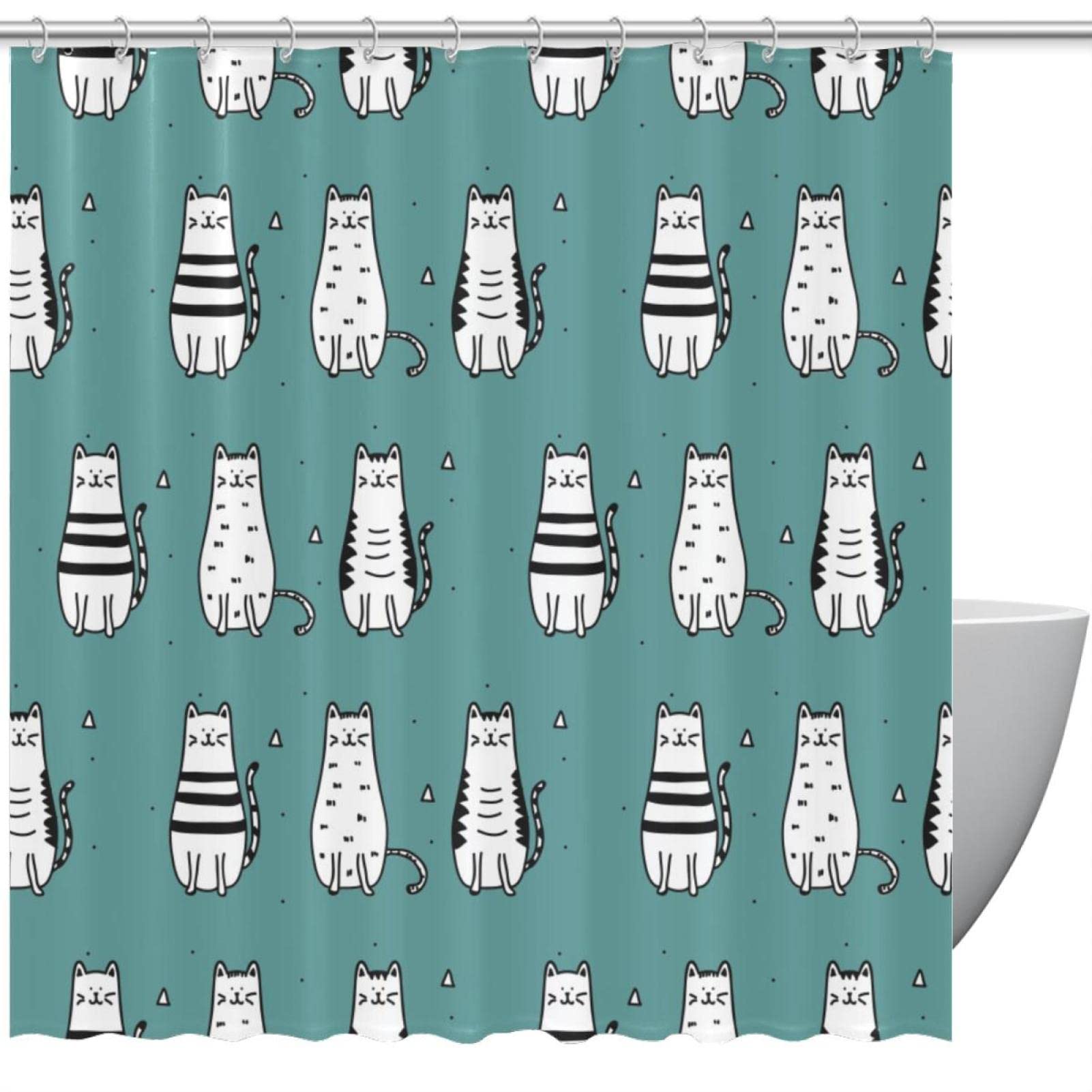 Rideau de douche chat amusant pour réveiller votre salle de bain avec humour 168x183 cm