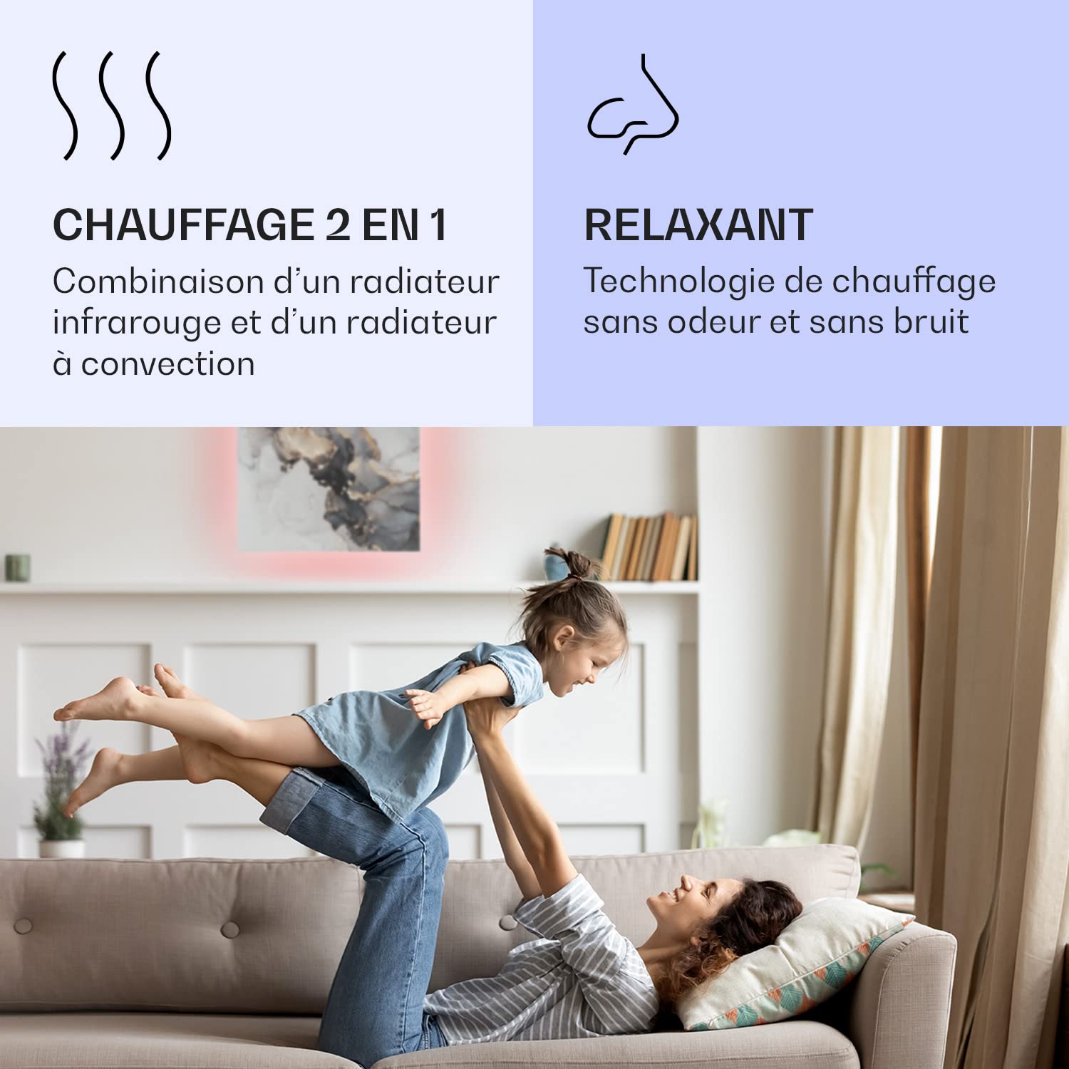 Klarstein Radiateurs Chauffage Radiant Electrique IP44, Chauffage salle de bain infrarouge Intelligent WiFi et App, Radiateur Electrique Mural 500W, Heater avec Détection Fenêtre Ouverte, Thermostat