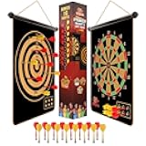 Magnetic Dart Board for Kids - Indoor Outdoor Darts Game, 16pcs Magnetic Darts, Double Sided Board Games Set, Best Toys Gifts for Teenage Age 5 6 7 8 9 10 11 12 13 14 15 16 Years Old Boys
