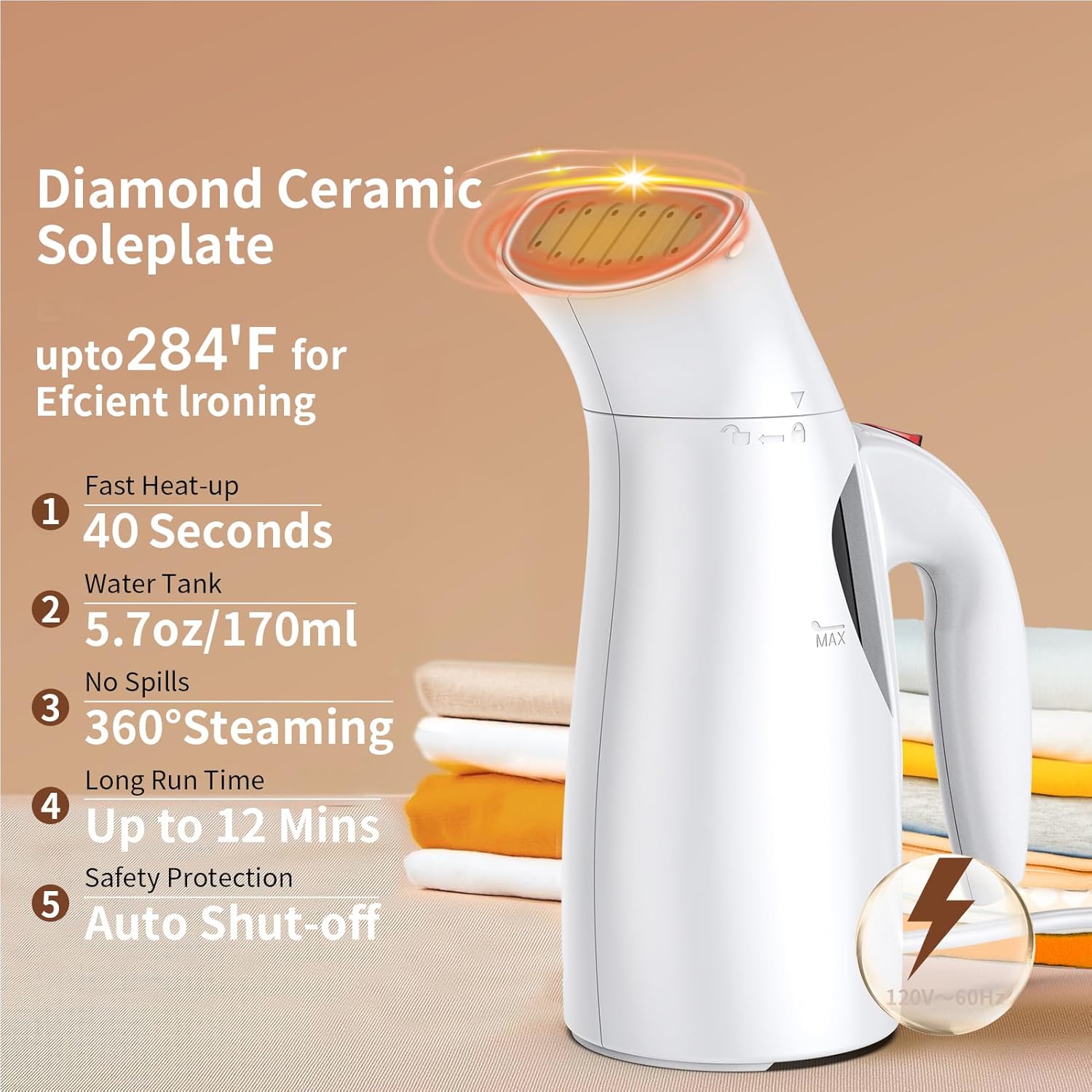 Portable Clothes Steamer Handheld 700W with 170ml Water Tank, 140℃ Steam, 40s Fast Heat - High Power, Strong Penetrating Steam, Ideal for Travel and Home Use