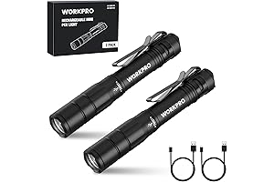 WORKPRO 2 Pack Rechargeable Pen Flashlight with Clip - Mini Ultra-Compact EDC...