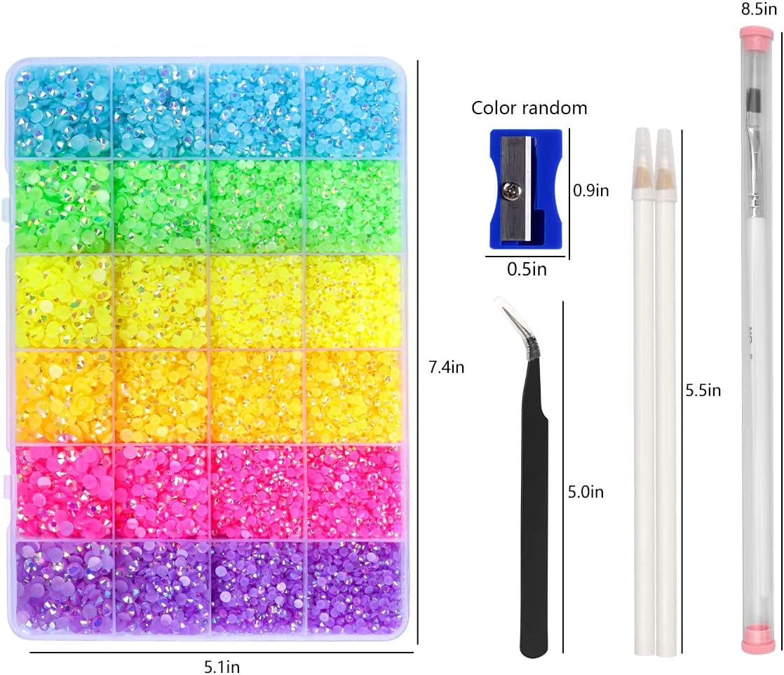 42000 Pcs Rhinestones Flat Black Resin Jelly Crystal Gemstones for Crafts Nails Makeup Tumbler Shoes DIY Decoration(Halloween Rhinestones+Jelly Rhinestones)