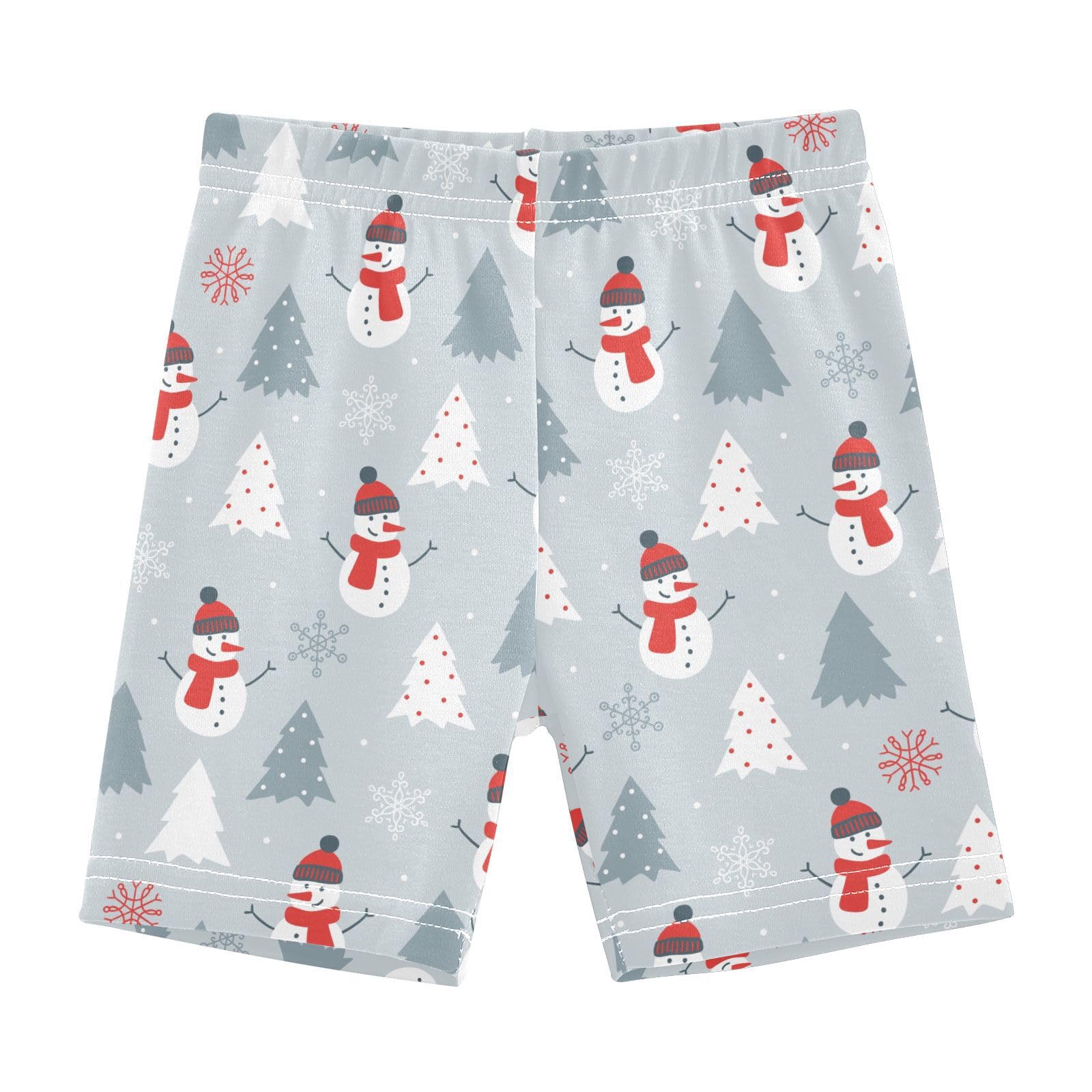 JHKKU Girls Bike Shorts Christmas Snowman Under Dress Dance Shorts Toddler Cartwheel Biker Shorts Kids Summer Clothes 4T