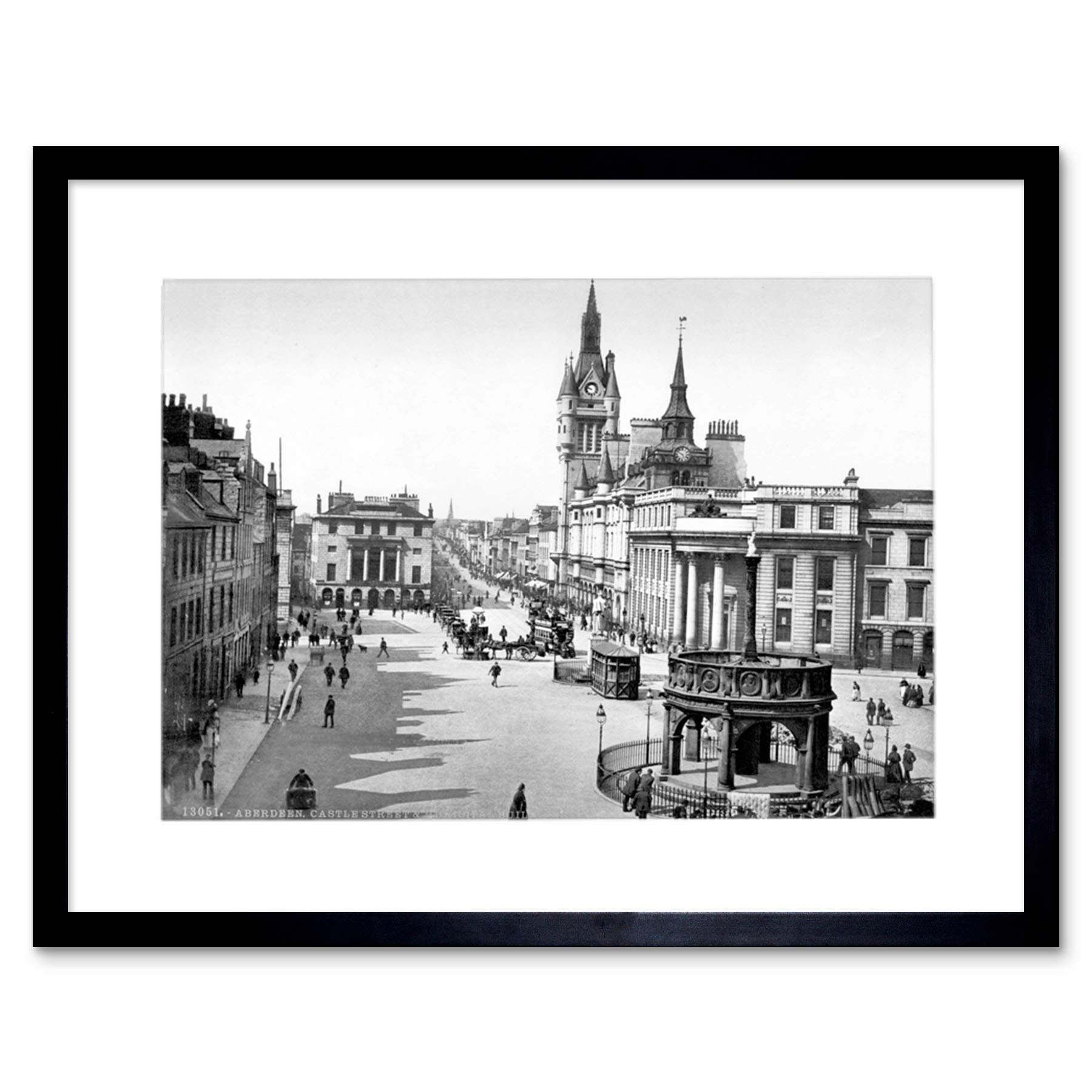 Wee Blue Coo Aberdeen Castle Street Buildings Scotland BW Photo Picture Framed Wall Art Print