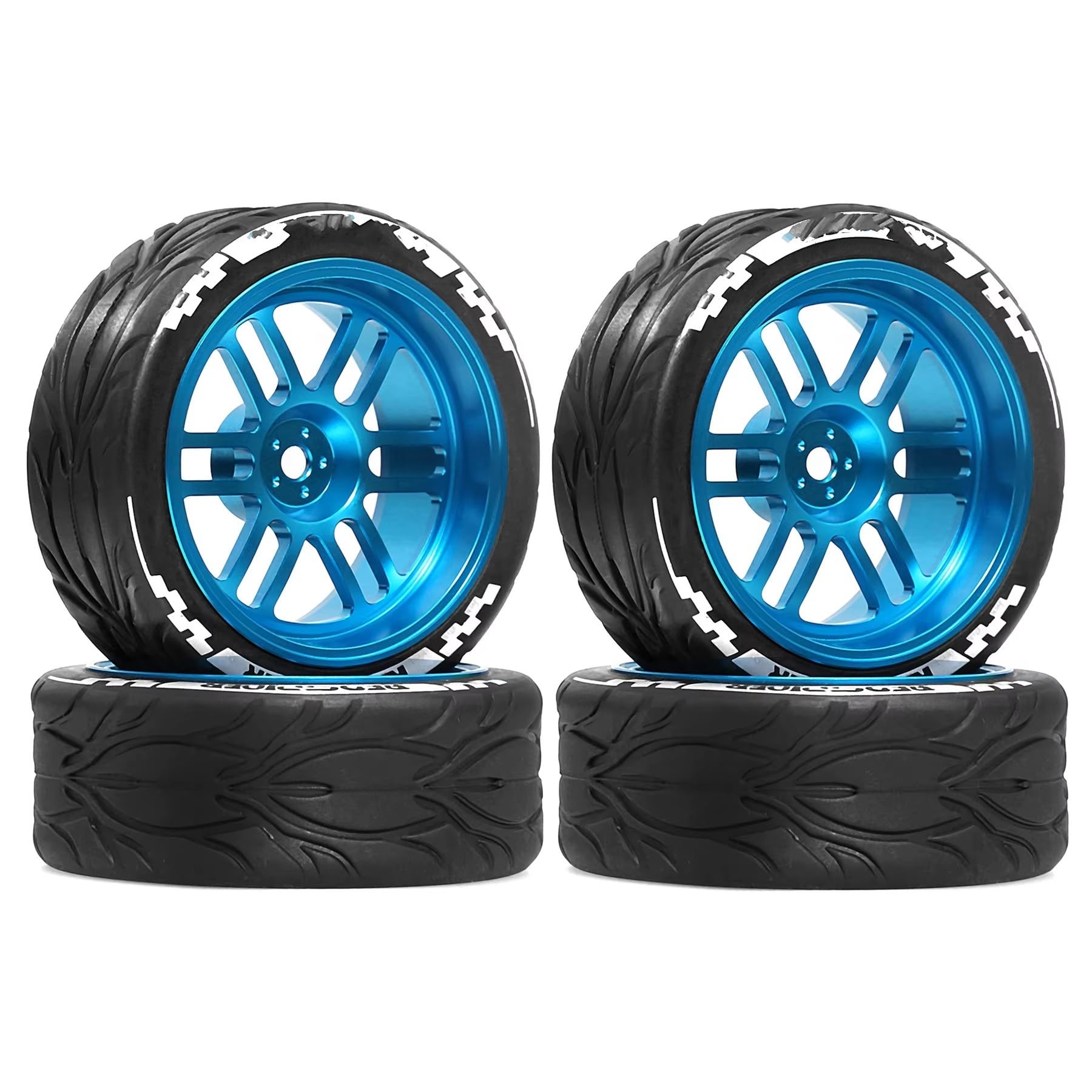 Koła i opony do samochodów driftowych RC, TT01 TT02 TT02B TA06 XV01 XV02 1/10 RC Wheel Tires 12mm Hex Rim Multicolor 4 Pcs(Blue)