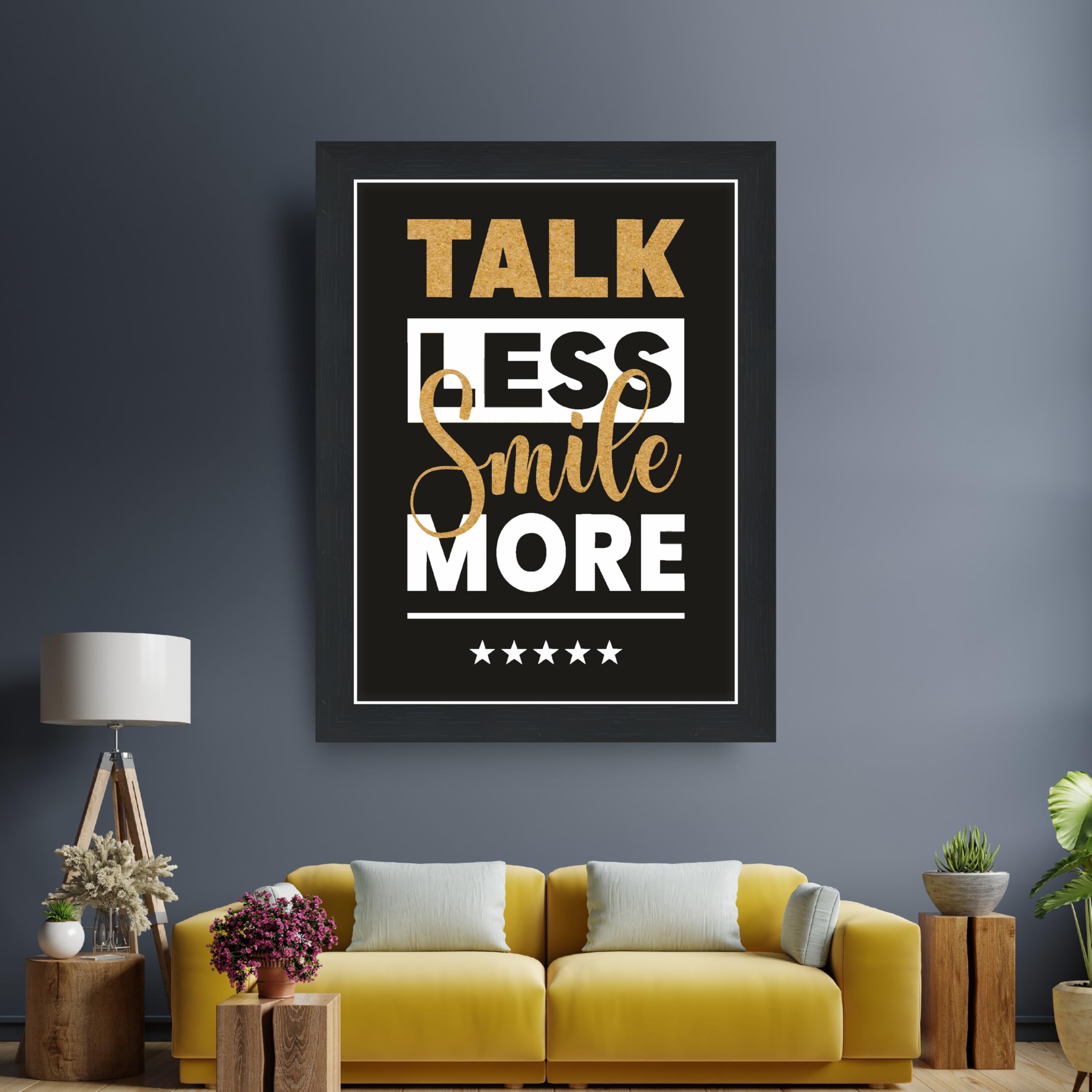 "Talk Less Smile More Quotes 9.25 by 12.8 in Black Fiber Frame