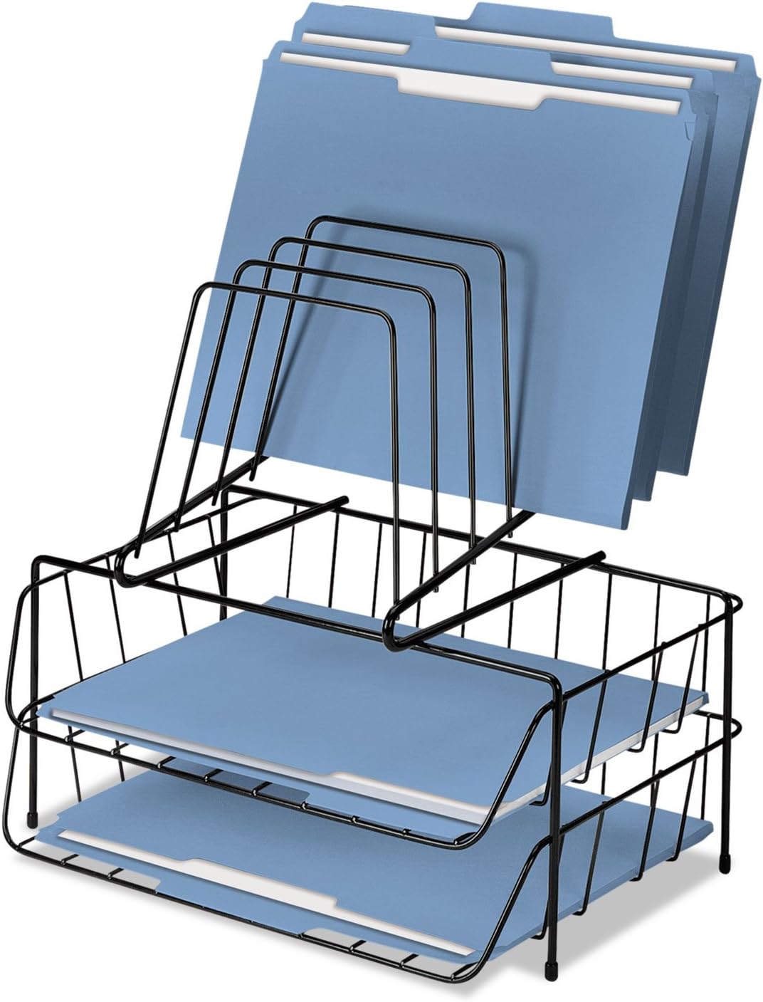 Fellowes 72391 2 Letter Tray Organizer,w/Step File,13-7/8-Inch x10-1/8-Inch x14-Inch,BK