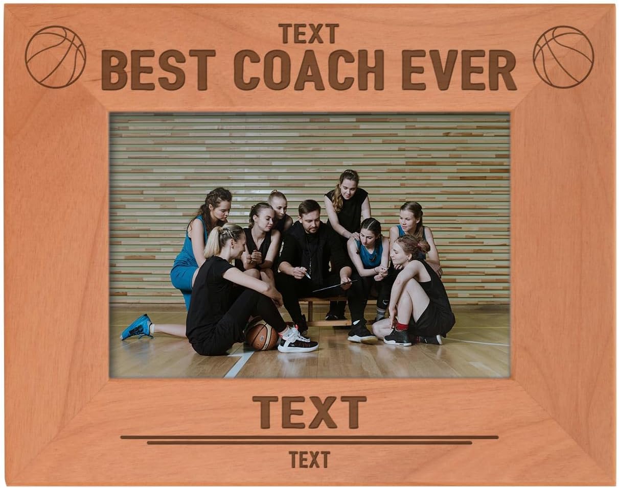 Custom Frame Best Coach Ever Basketball Gifts Personalized Wood Engraved 4x6 Landscape Picture Frame