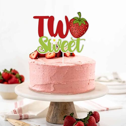 Miniatura 3 de Decoración para pastel de 2 cumpleaños, decoración de pastel de fresa, decoración de fiesta de cumpleaños 2, accesorios para fotos de baby shower,