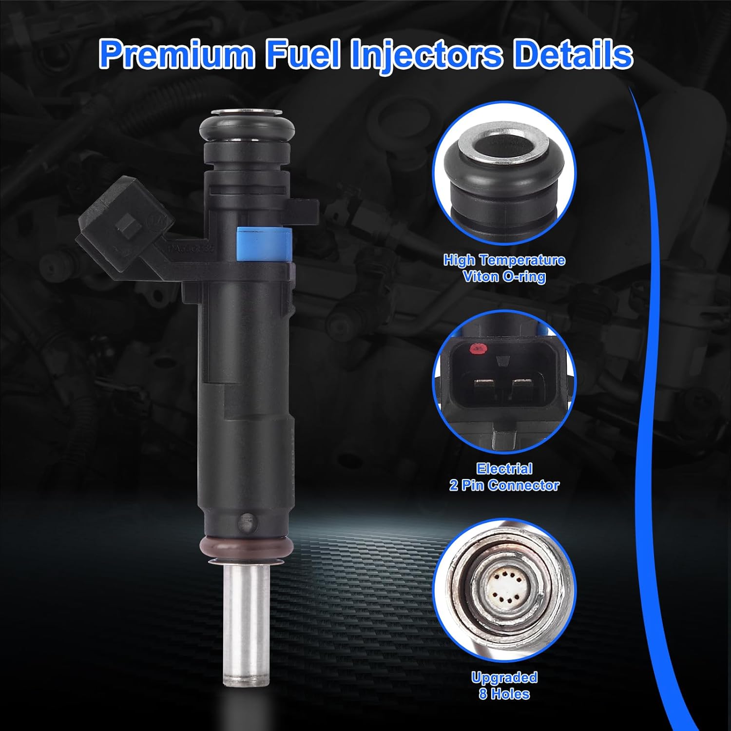 8Holes Set of 4 Fuel Injectors Fits for Chevy Cruze 2011-2015, Cruze Limited 2016, Sonic 2012-2015 1.8L L4 Replace FJ1153 800-2189N 8002189N 55570284