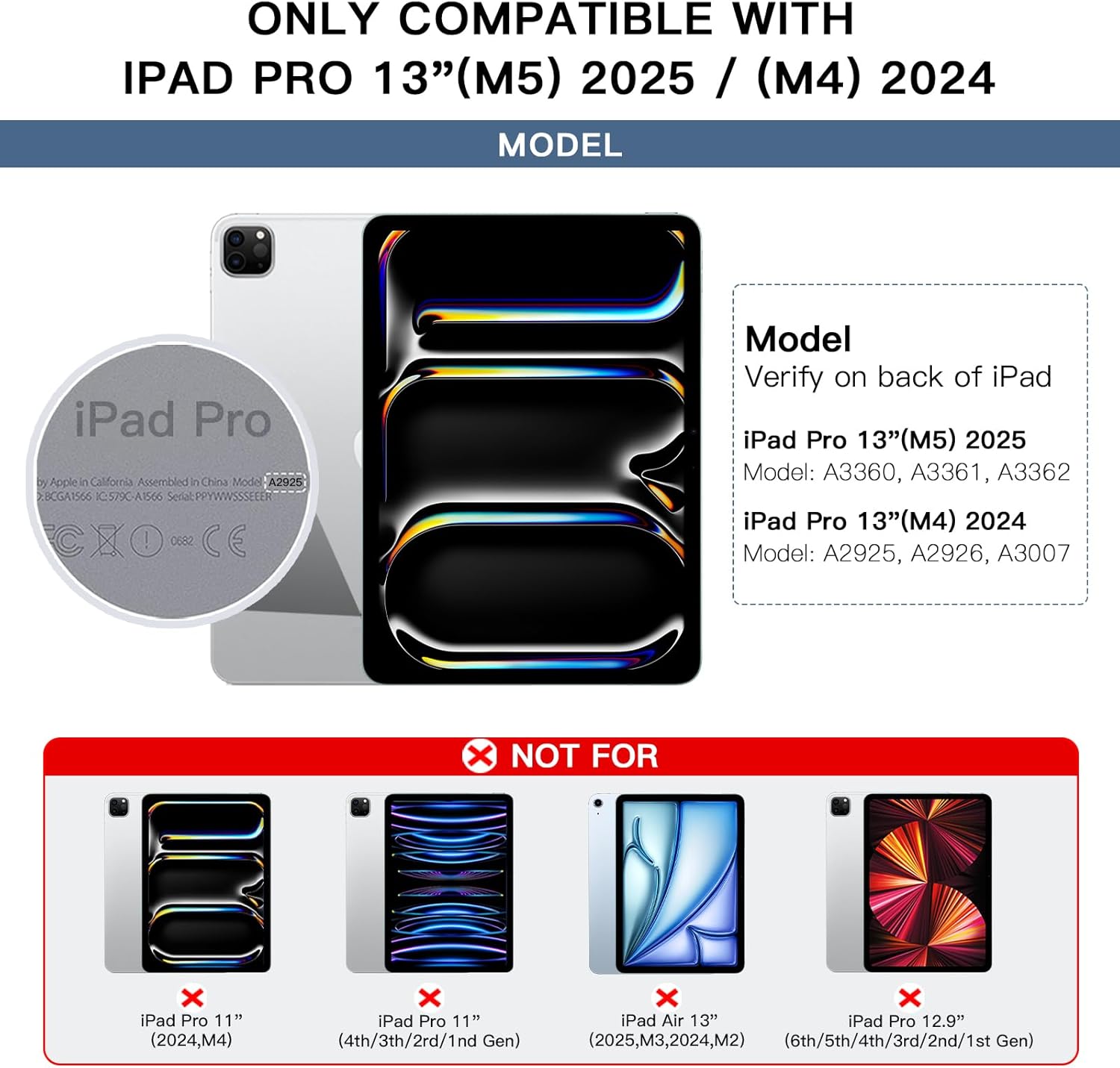 for ipad Pro 13 inch Case with keyboard (M5 2025 / M4 2024), Magic Keyboard with Pencil Buckle, 11 Colors Backlight, Stain-Resistant Surface, Multi-Touch Trackpad, Magnetic Stand, Steel Blue