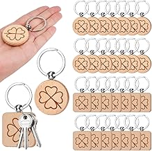 Pack of 30 Wooden Key Chains, Clover Leaves Lucky Brings, Wooden Pendant with Clover Key Good Luck Gifts, New Year's Eve Lucky Clover, Small Lucky Charm for Women, Girlfriend, Colleagues