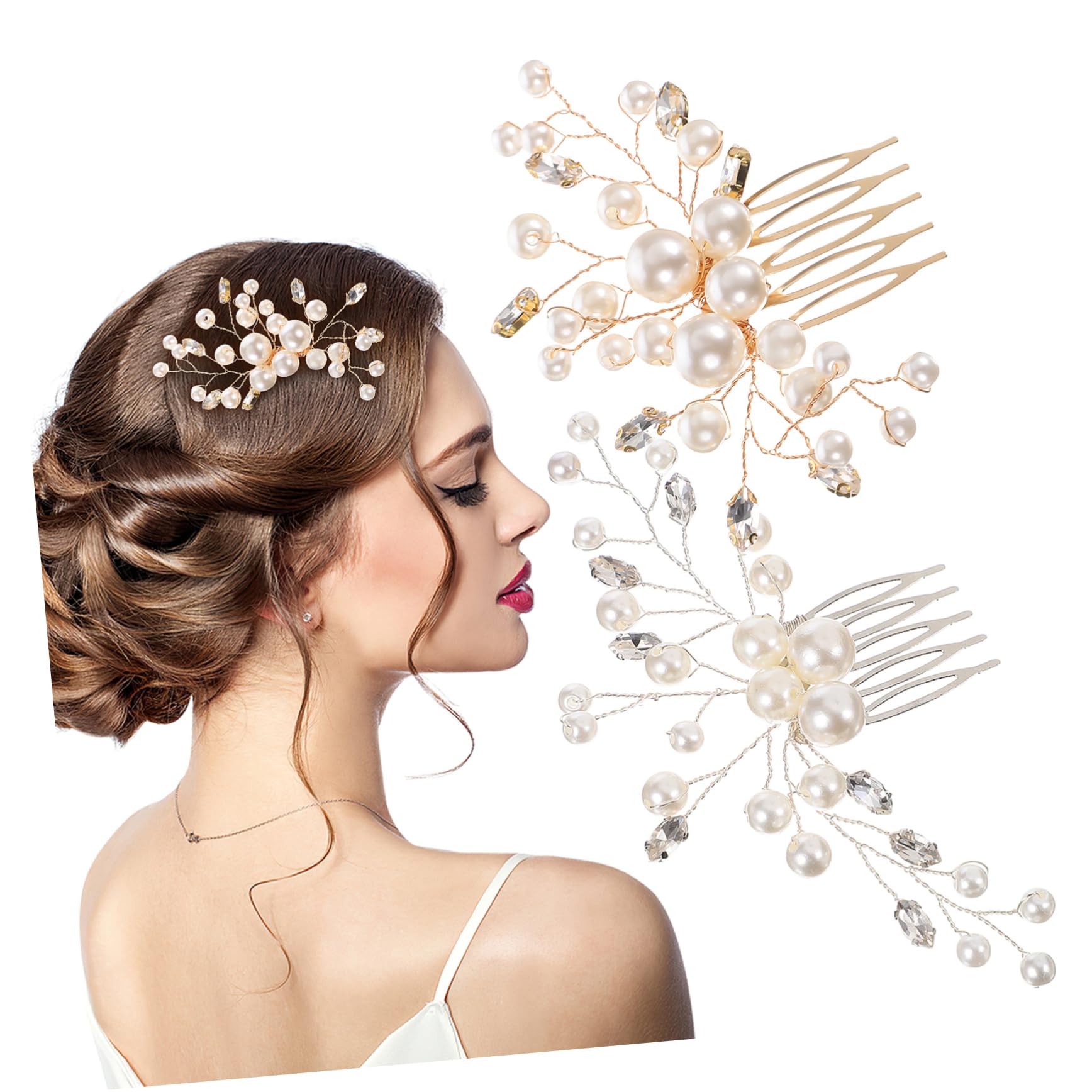 MAGICLULU Lot De 5 Peignes À Cheveux Élégants En Strass Pour Mariée Bijoux Pour Femmes Pour Mariage Événements Spéciaux 2 Pièces X 5