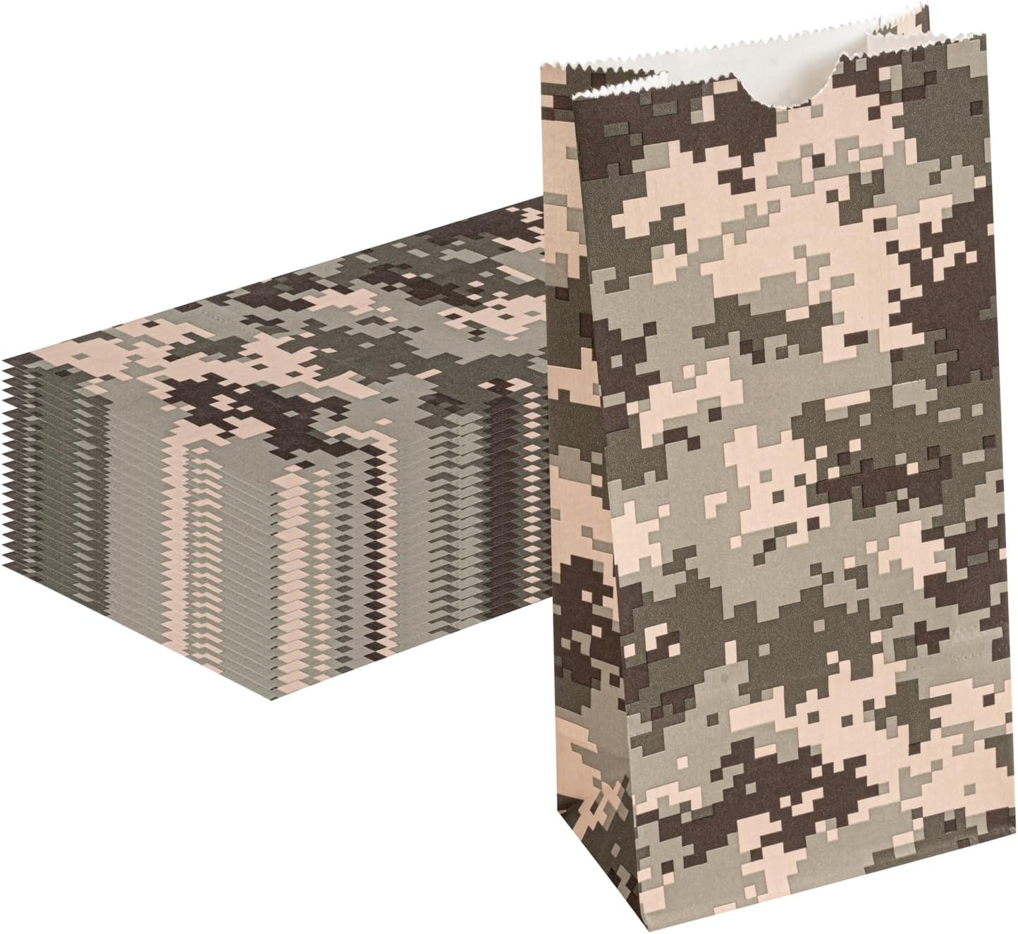 Restaurantware Bag Tek 2 LB Disposable Lunch Bags 100 Sturdy Take Out Bags - Flat Bottom Great For Restaurants Cafes And Bakeries Camouflage Paper Popcorn Bags Versatile For Grocery And More