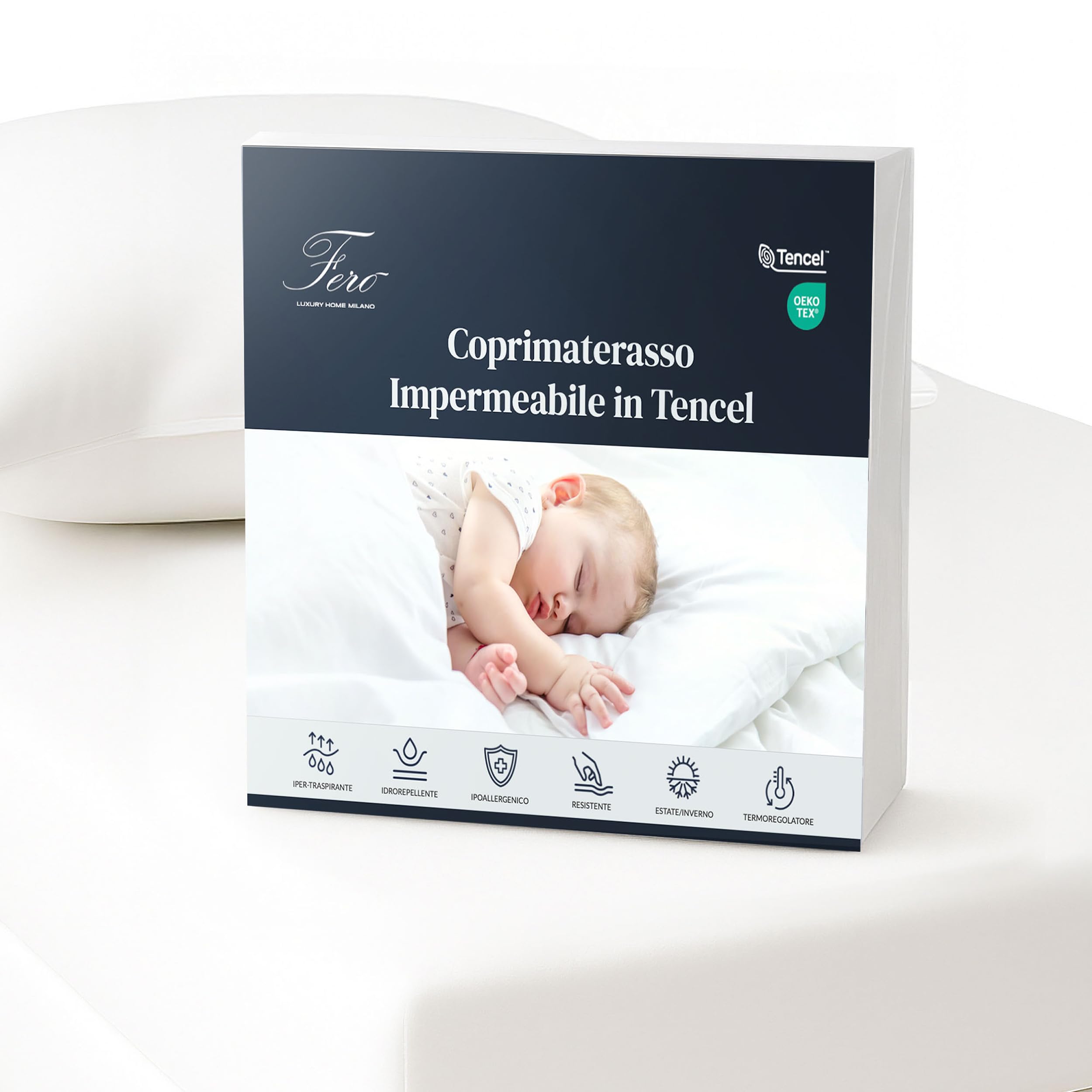 Coprimaterasso Impermeabile Premium Tencel Naturale OEKO-TEX 70x140 Altezza fino a 15 cm Antiacaro Traspirante Silenzioso Angoli Elasticizzati