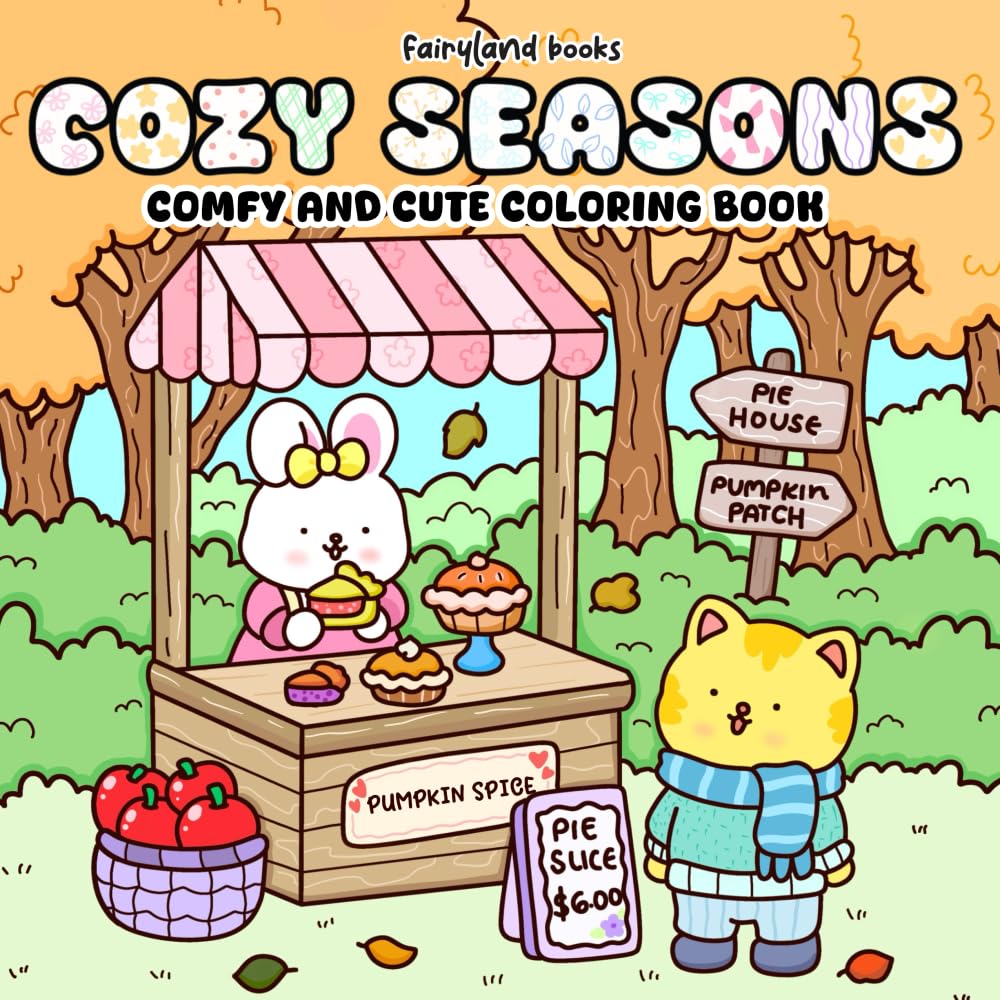 Cozy Seasons: Comfy and Cute Coloring Book for Kids and Adults