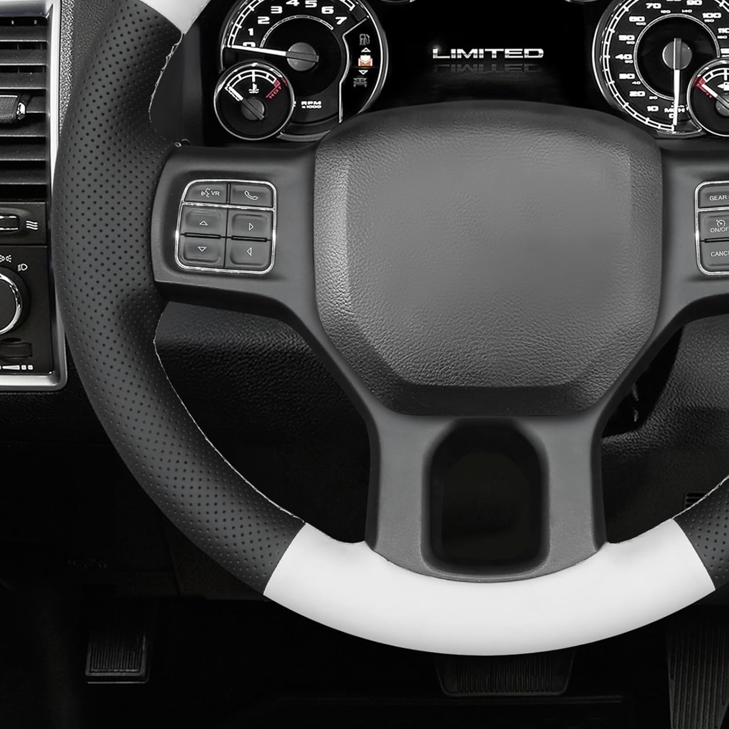 MEWANT Dodge RAM DIY Stitching Steering Wheel Cover Wrap for Dodge RAM 1500 2012-2018/1500 Classic 2019-2023/2500 2012-2018/3500 2012-2018/5500 2012-2018