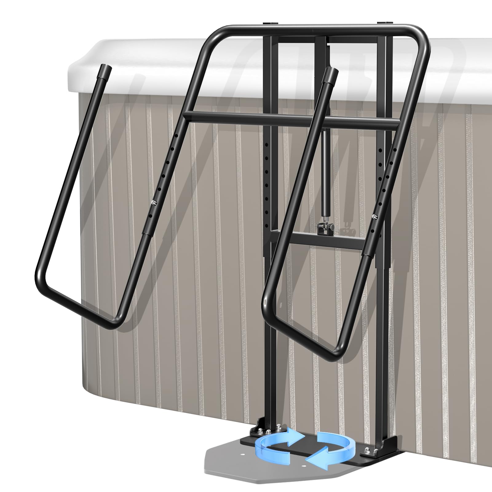 Utheer Verbesserter verstellbarer Whirlpool-Abdeckungsheber mit hydraulischem Heber, bohrfreier klappbarer Spa-Abdeckungslift mit Dual-Direction-Bodenplatte und optionalem Bodenanker für In-Ground
