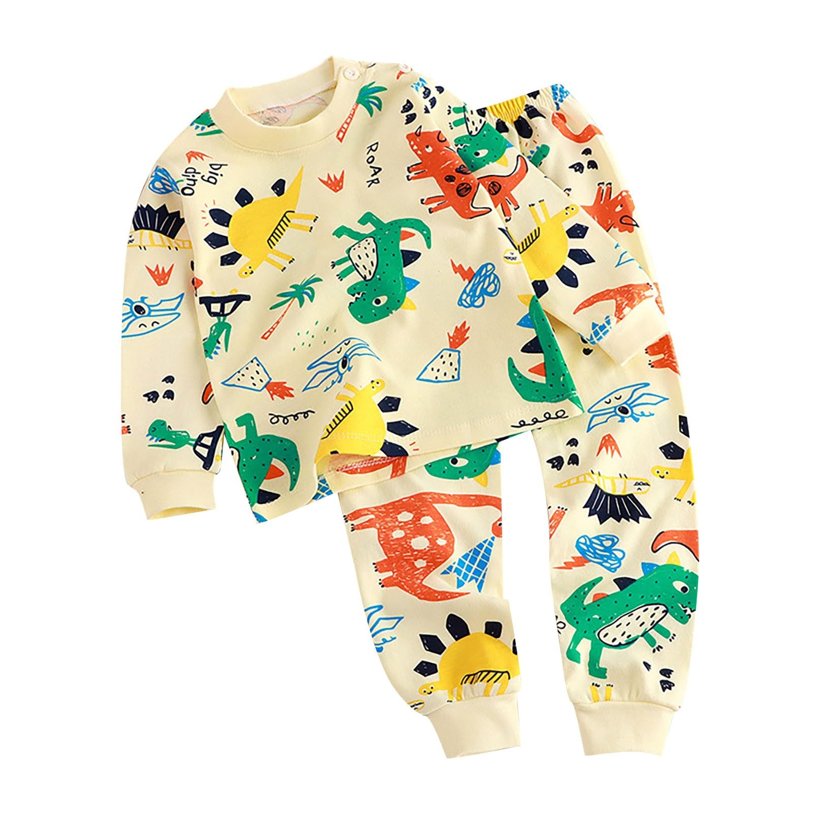Baby Boys Girls Cotton 2 Piece a amas Toddler Boys Striped Long Sleeve lee wear Set Cute Dinosaur