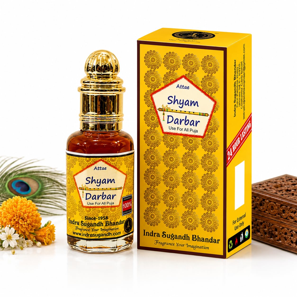 INDRA SUGANDH BHANDAR Attar For Men|Religious Use|Women Shyam Darbar Pure Perfume 24 Hours Long Lasting Fragrance 12ml Rollon Pack Beautiful Combination of Kasturi Oudh and Chandan-image-30