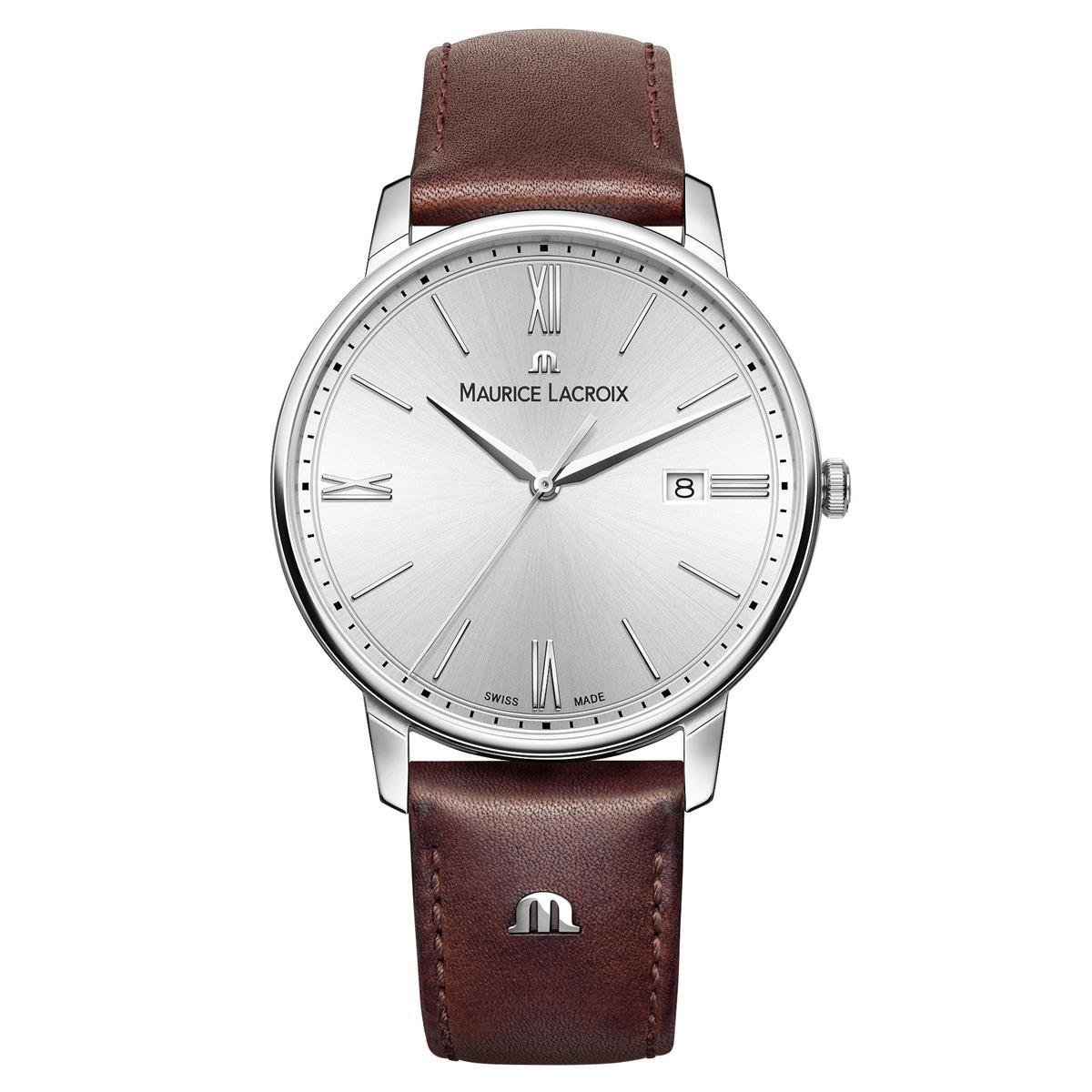 MAURICE LACROIX Men Analog Quartz Watch with Leather Strap EL1118-SS001-110-1