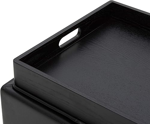 Miniatura 9 de CHITA Cubo otomano de almacenamiento con tapa de bandeja, reposapiés pequeño con almacenamiento, mesa auxiliar cuadrada para sala de estar y