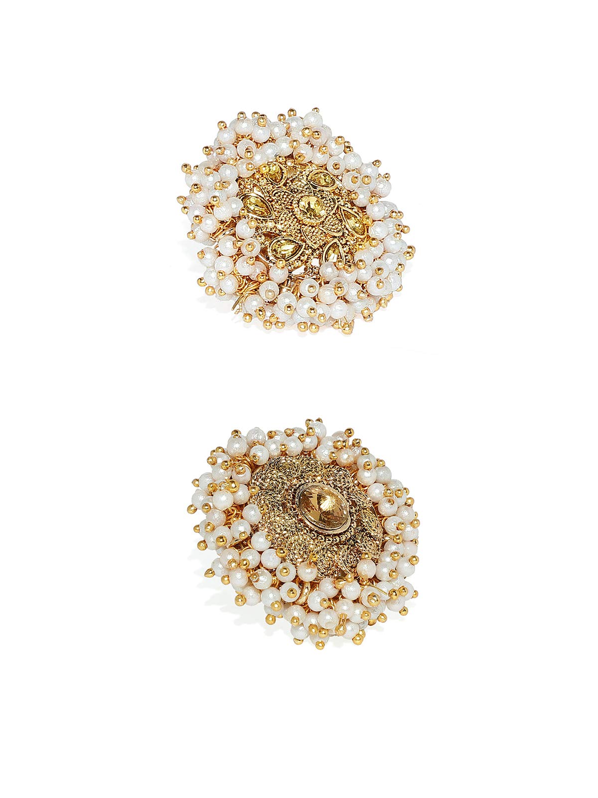 zaveri pearls Combo of 2 Gold Tone Pearls Traditional Adjustable Finger Ring For Women-ZPFK8948-picture-36