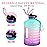 SLUXKE 128oz Motivational Water Bottle with Straw, 1 Gallon Capacity, Fitness & Sports, BPA Free, PETG Plastic, Green Pink Purple