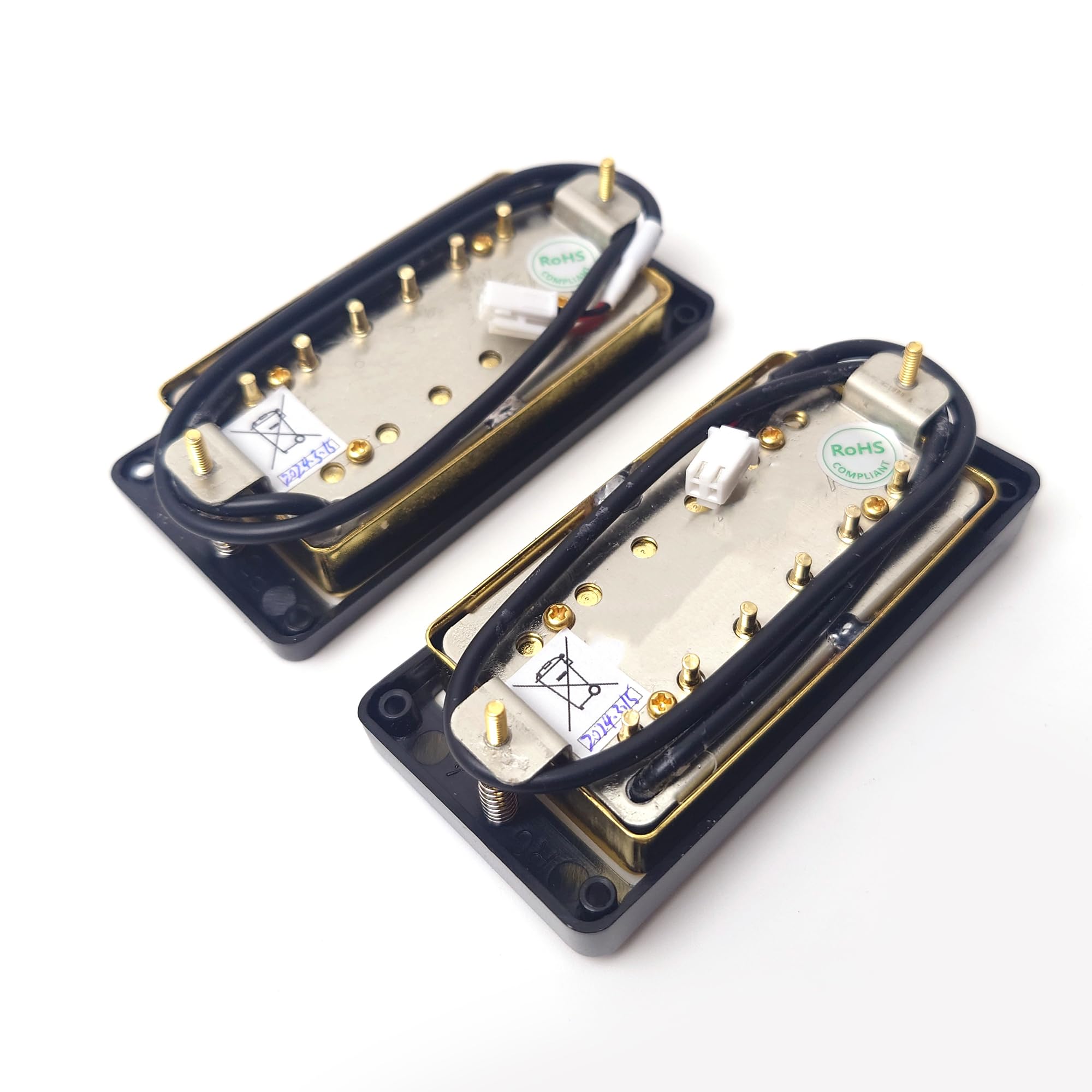 ProBucker Alnico 2 Humbucker zestaw przetworników złoty do przetworników Gibson Les Paul, przetworniki na szyję i mostek z 2-przewodowymi zaciskami szybkozłącznymi, wiązka przewodów 2V2T, ulepszenie