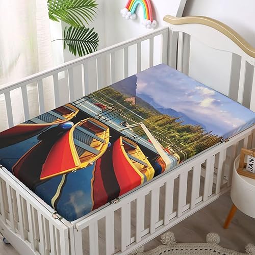 Miniatura 2 de Sábana bajera ajustable para cuna con temática de barco de pesca, sábana bajera estándar para cuna, suave y elástica, sábana bajera para cuna o