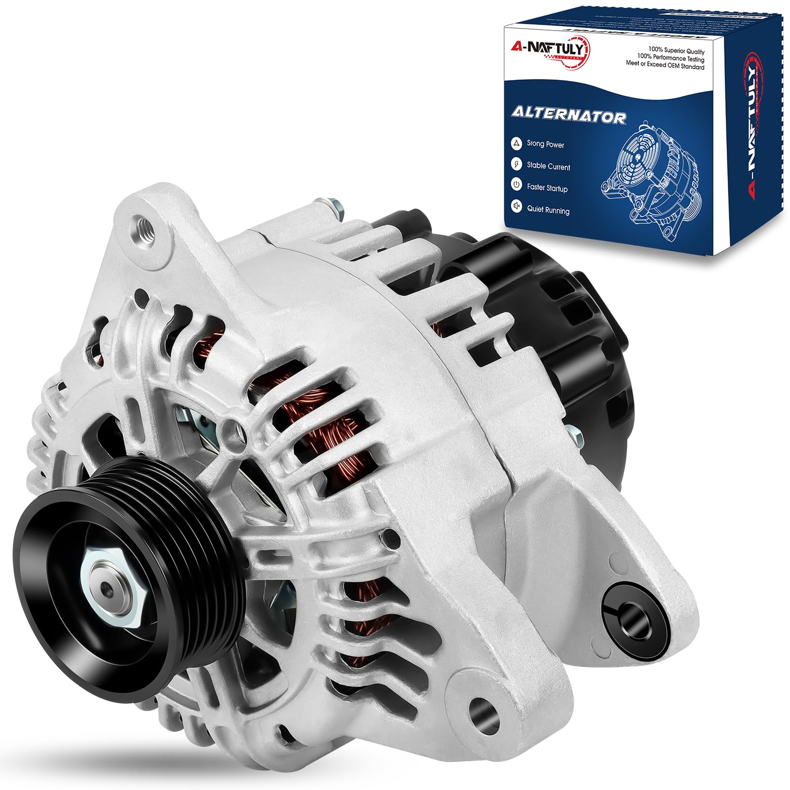 Alternator Fits for 2005 2006 Kia Magentis, Sportage, Optima, Hyundai Tucson, Tiburon, Sonata, Santa Fe, V6, 2.7L, High Output Alternator Replacement 11188, AVA0066-image-9