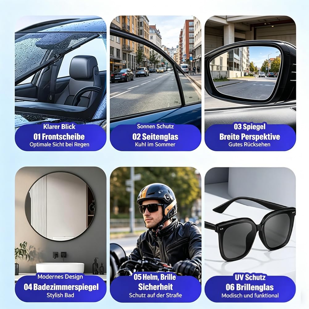 Auto Glasreiniger & Glass Emulsion Cleaner, Glass Oil Film Cleaner, Effektiver Scheibenreiniger Auto für Windschutzscheiben, Beseitigt Ölfilme & Schmutz, Verbessert Sicht und Fahrsicherheit (5PC)
