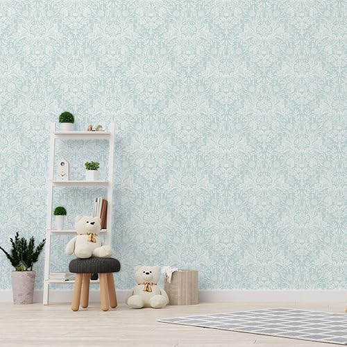 Miniatura 6 de World of Wallpaper Harlen Woodland Animal Flor y Planta Temática Pintado a Mano Estilo Damasco Papel pintado Dormitorio Guardería Pato Huevo Azul