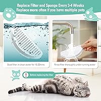 Vista 6 de 6 Pack Replacement Filters & 12 Pack Filter Sponges for 67oz/2L Wireless Automatic Pet Fountain, BFLICROY Cat Water Fountain Filter, Pet Water