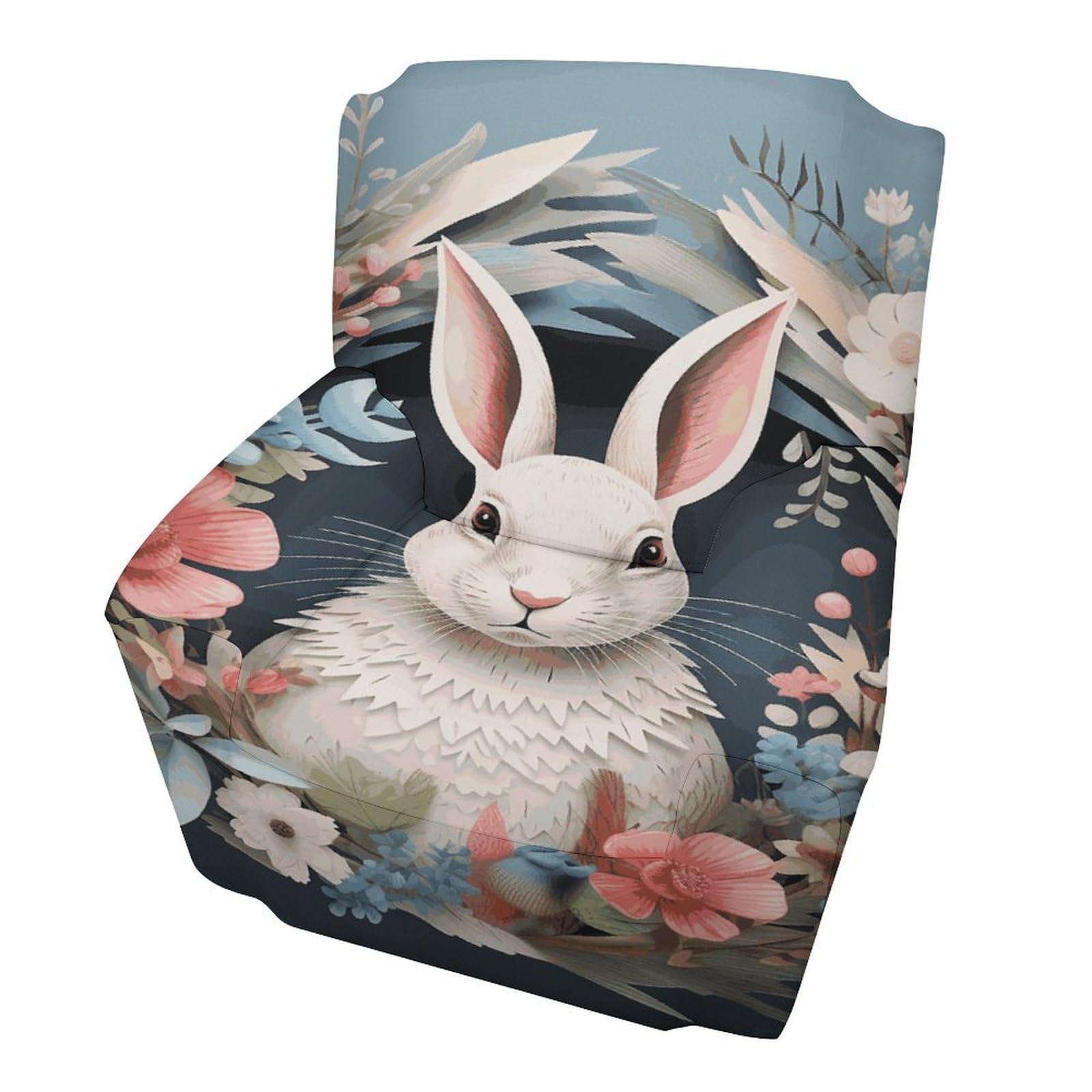 Fodpand Style Easter Wreath With Rabbit Sofa Cover Soft 1 Seater Sofa Slipcover For Pets Washable,Couch Cover With Elastic Straps Furniture Protector