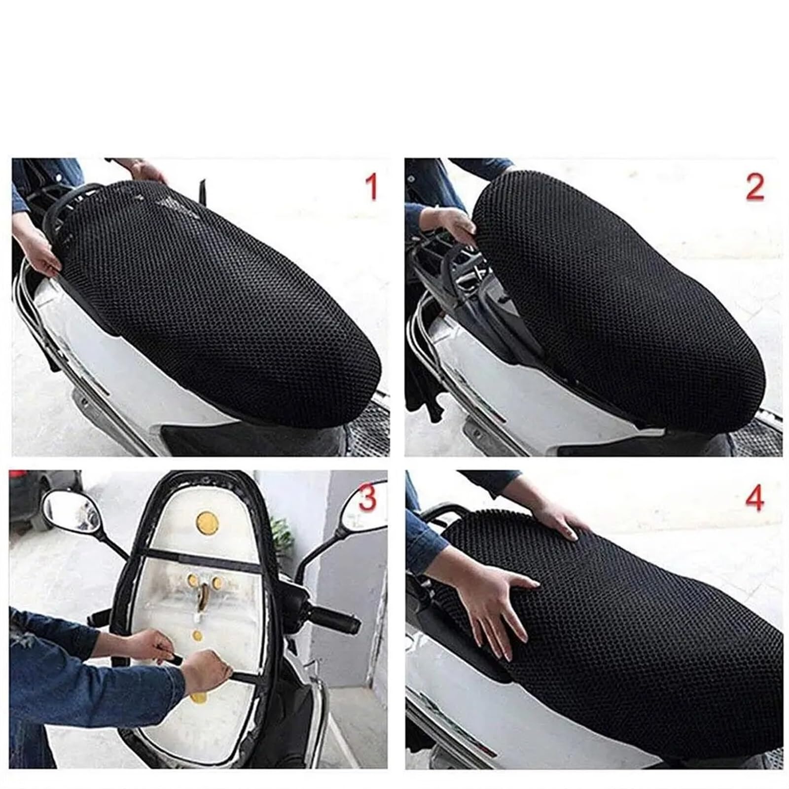 LISTEAM Coprisella traspirante per moto Cuscino Coprisedile Per Moto | Fodere traspiranti per cuscino coprisedile antiscivolo per moto(A 2 PCS)