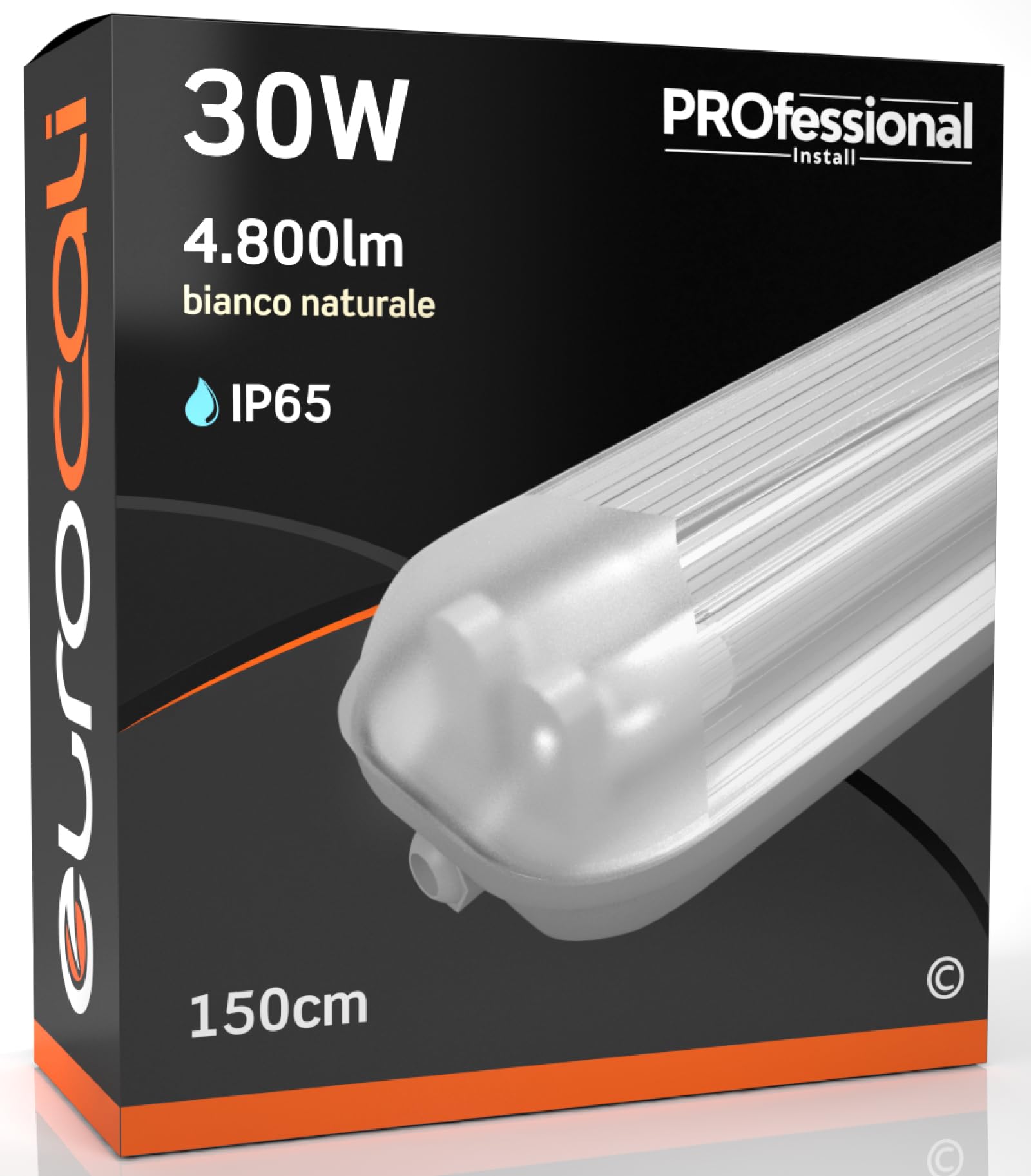 Eurocali Plafoniera LED 150 cm con 2 Tubi 30W 4800 lumen Professionale Impermeabile IP65 Doppio Neon LED T8 - Luce Bianco Naturale 4000K - Industriale - Sostituzione Neon