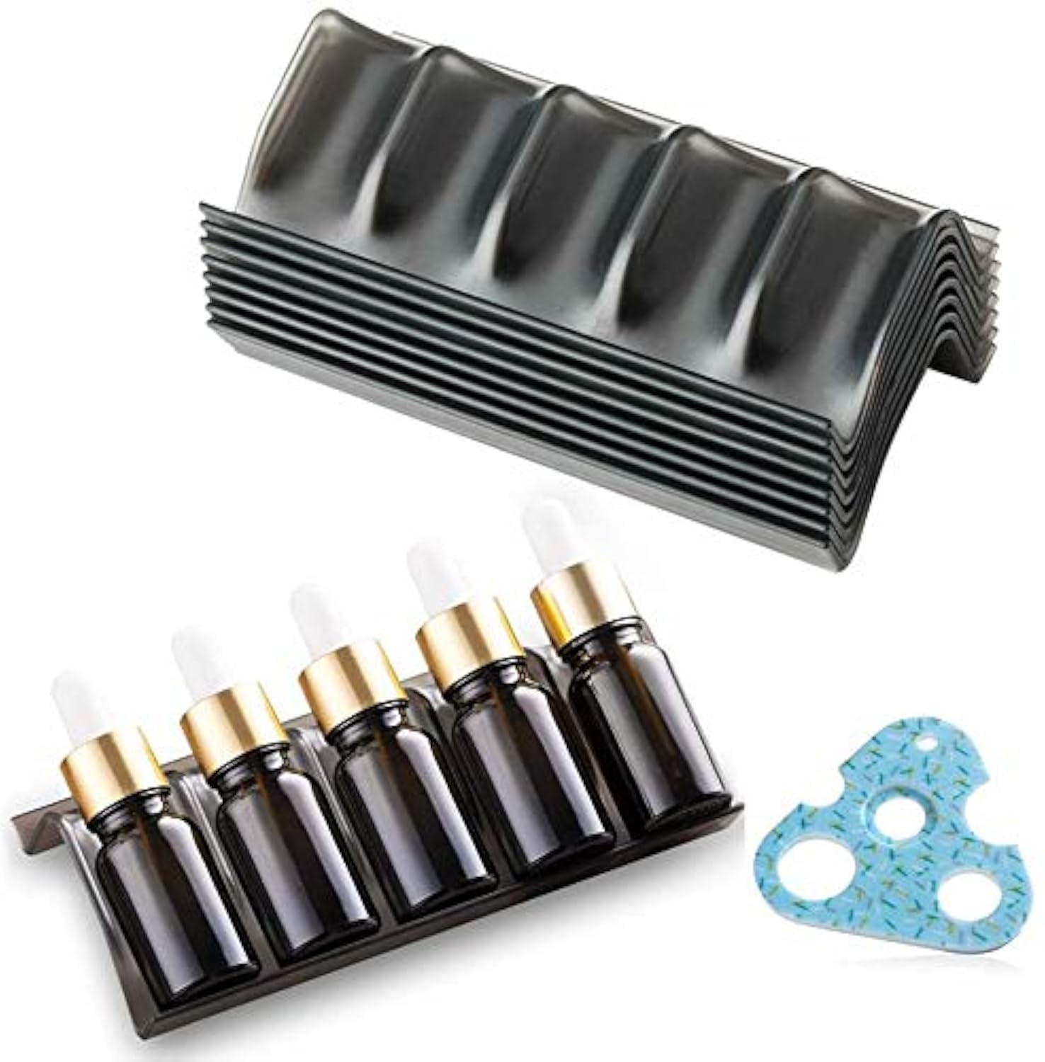 Vankcp Essential Oils Shelf - Black Storage Rack with Drawer, Holds Oils (5ML-20ML)