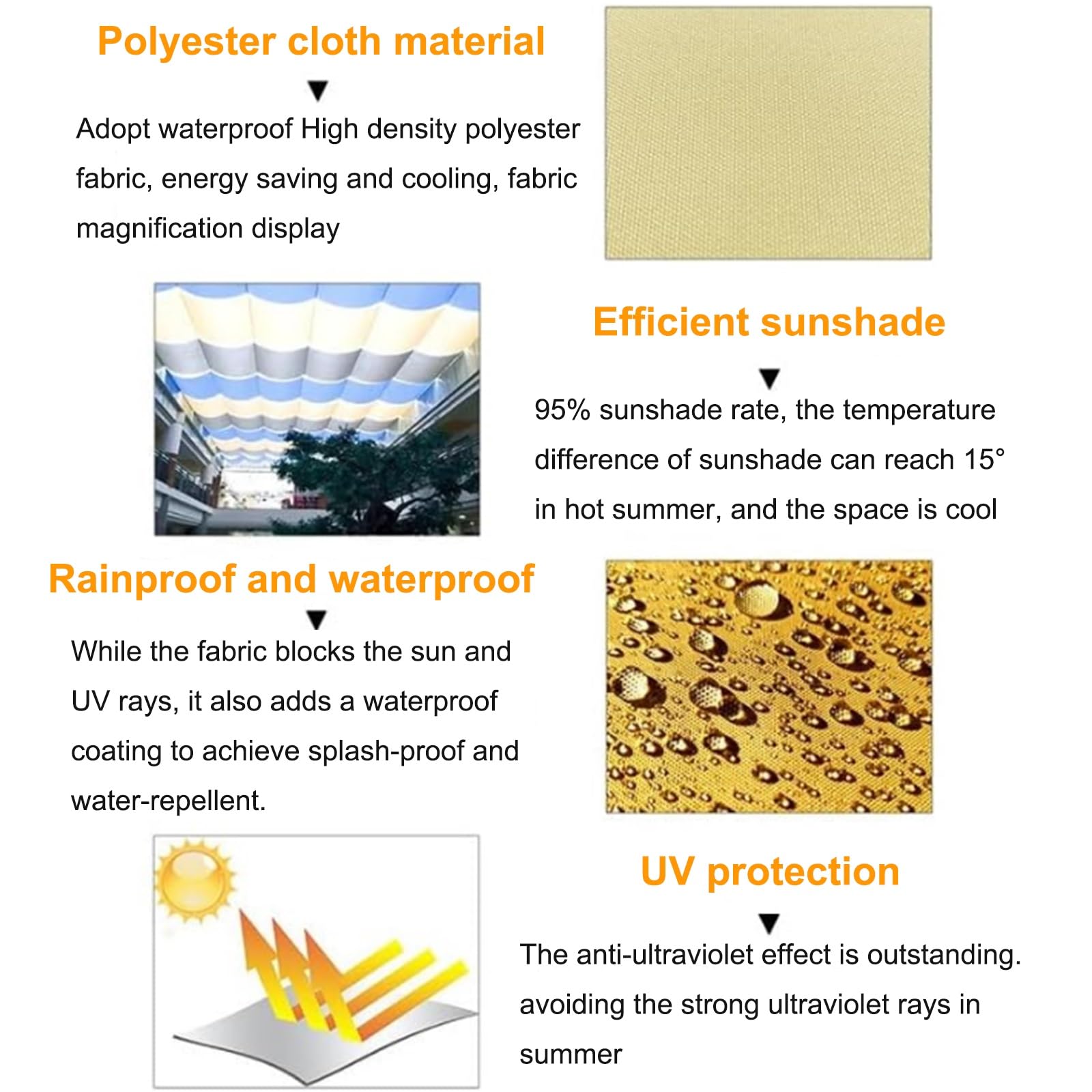 XANAYXWJ Toldo de protección Solar para Exteriores, Cubierta de protección Solar Transpirable para Patio y balcón, toldo en Forma de U (3,5 x 4 m), Espacios al Aire Libre