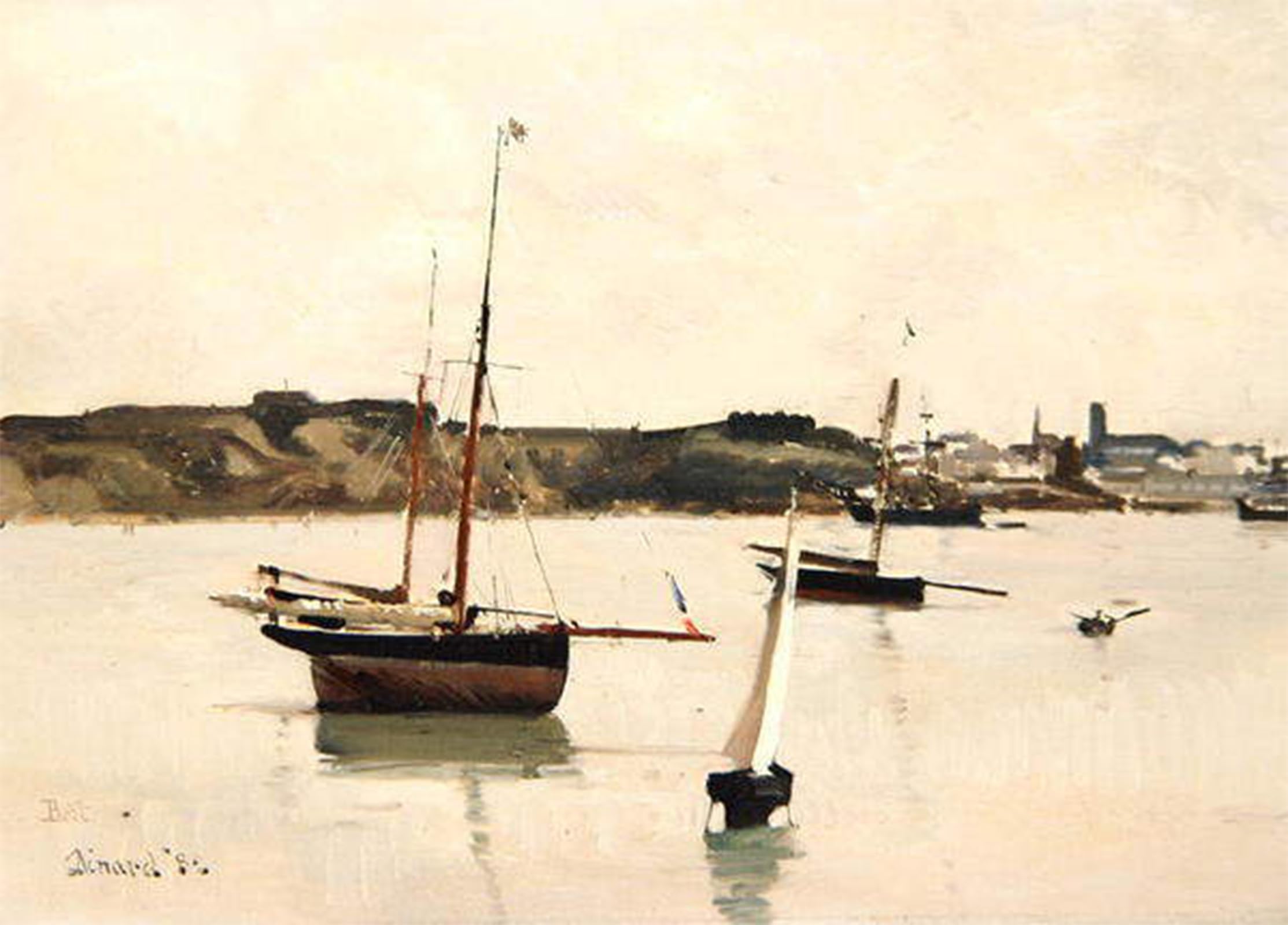 SERENDIPITP Retro Picture Poster Wall Art Pictures Painting St Servan Harbour by Edward Darley Boit Wall Art Canvas Print for Wall Decor 60x90cm