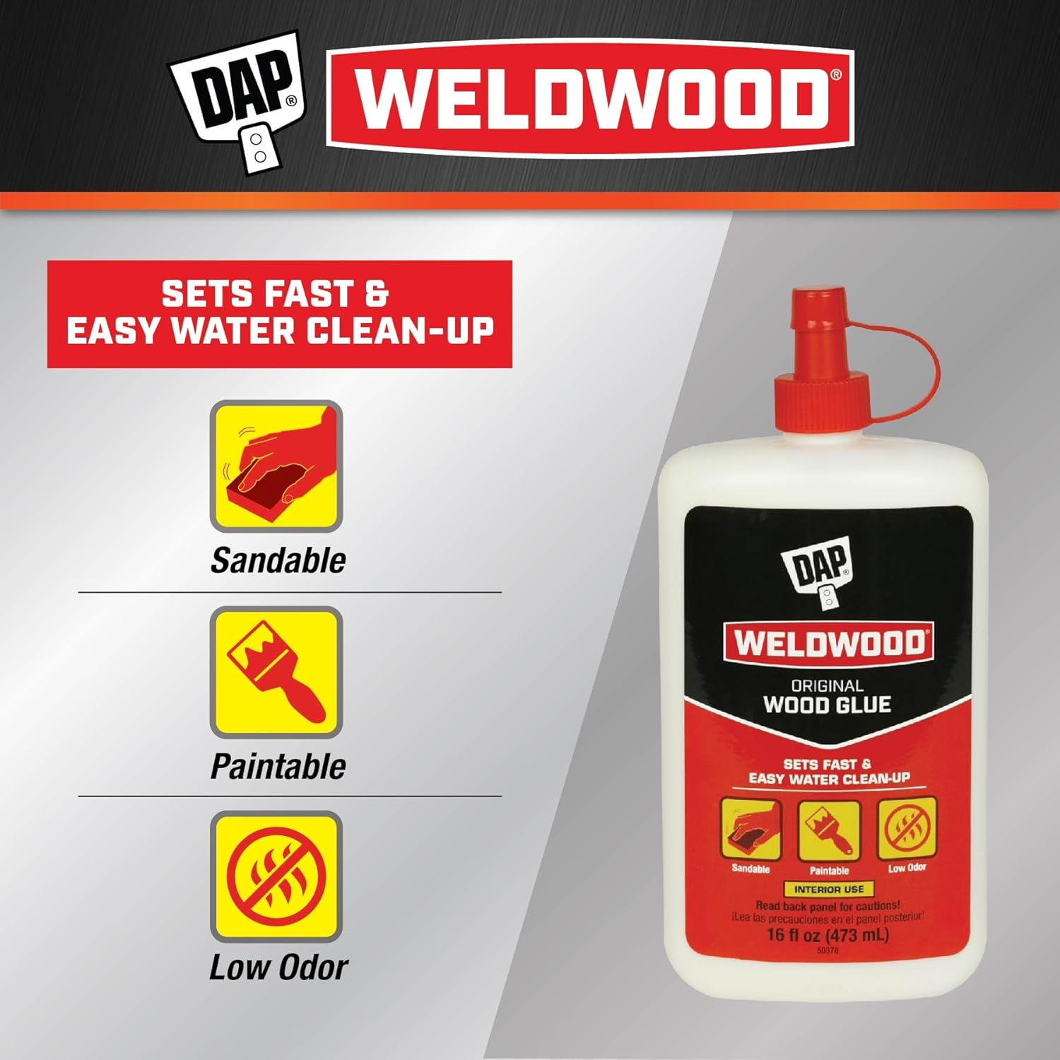 DAP Weldwood Original Wood Glue, Yellow, 16 oz (7079800491)