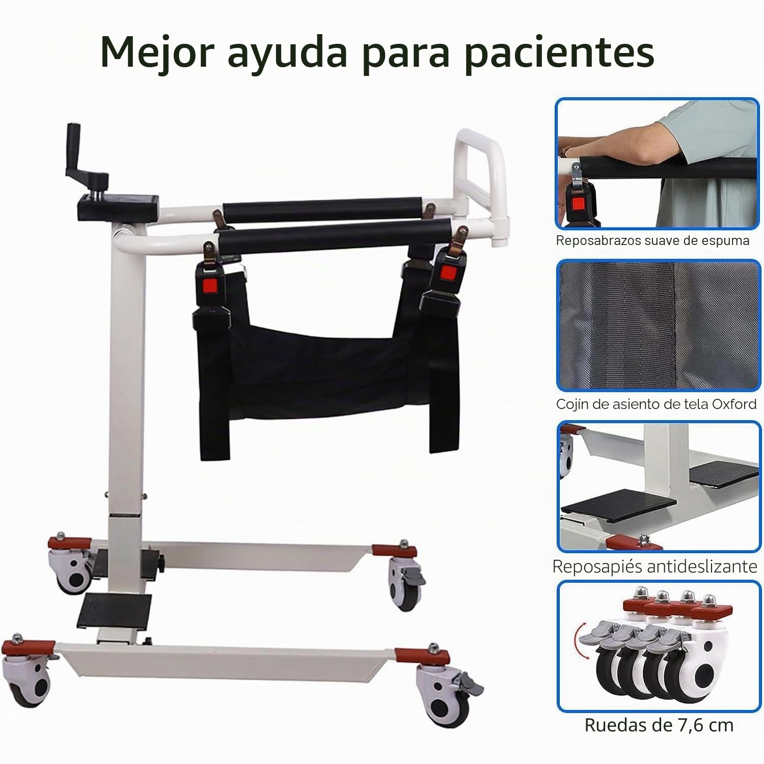 Silla de Traslado de Pacientes, Elevador para Silla de Ruedas Grúa para Elevación y Traslado de Pacientes, Elevador de Silla de Ruedas para Ancianos Discapacitados